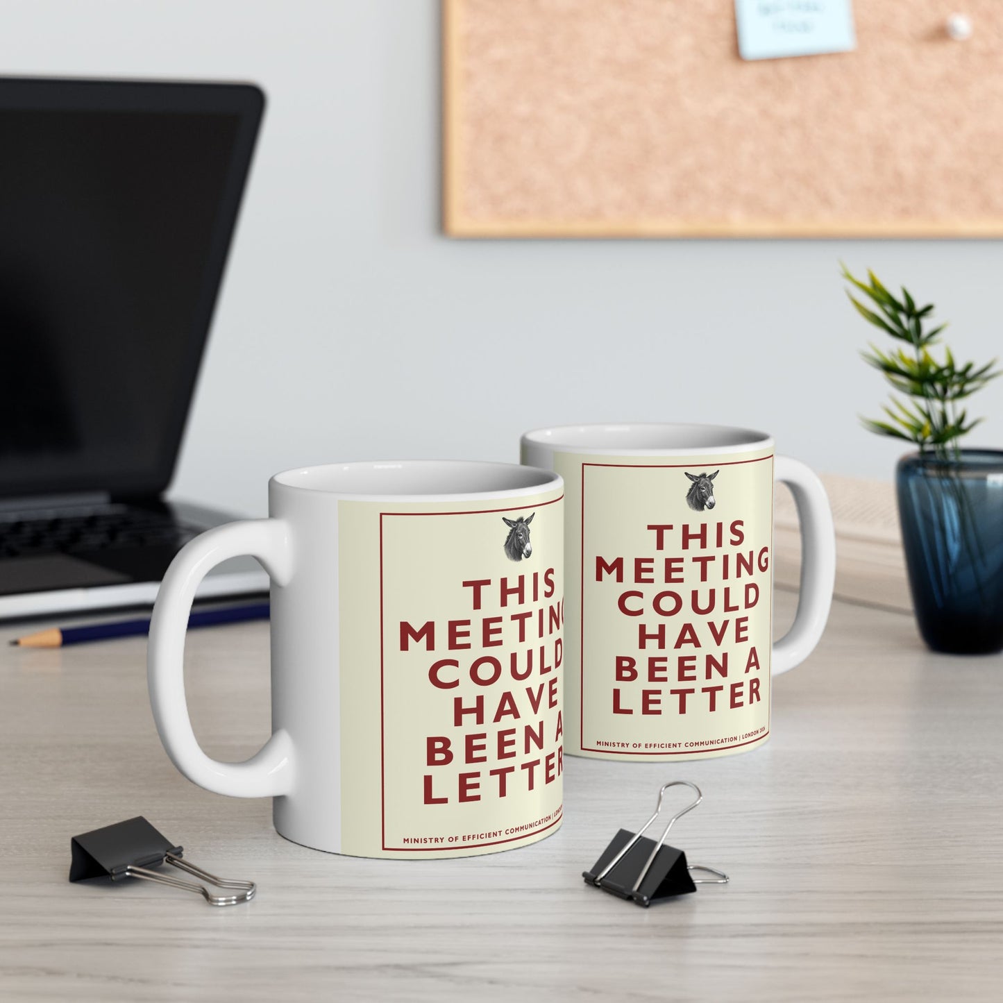 [MSI] Funny Office Meeting Mug — Sarcastic "This Meeting Could Have Been A Letter" Retro Quote Coffee Mug ("This Meeting Could Have Been An Email") Humphrey Donkey Cup (11oz/15oz)