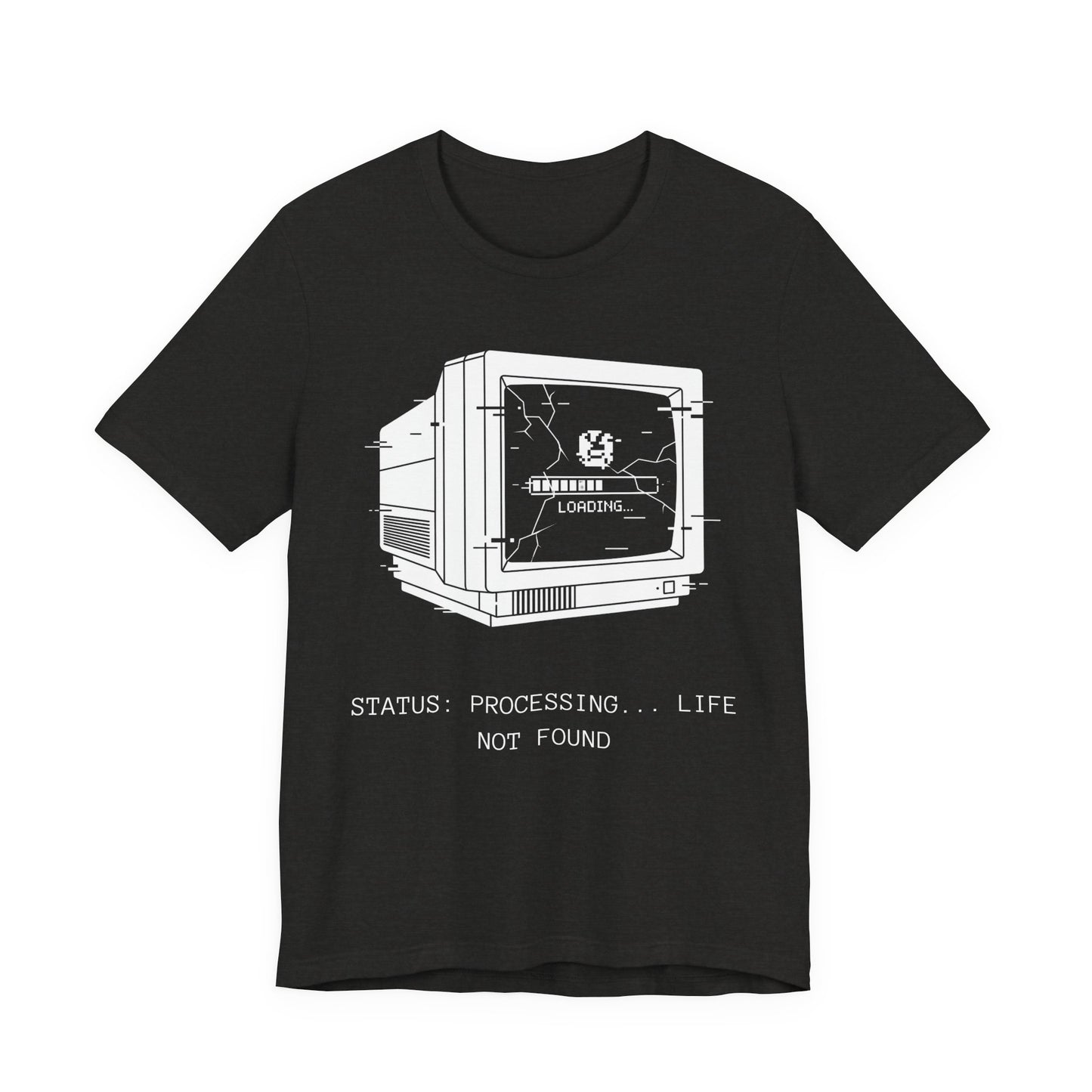 [S404] STATUS: LIFE NOT FOUND - Retro Monitor Shirt - Funny Glitch Art Tech Tee