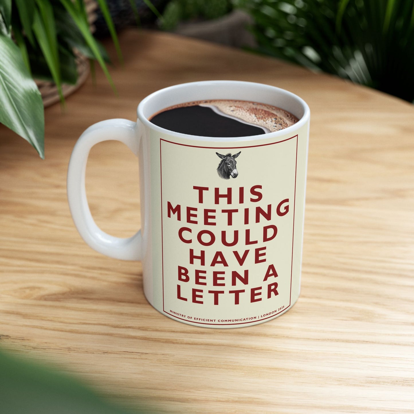 [MSI] Funny Office Meeting Mug — Sarcastic "This Meeting Could Have Been A Letter" Retro Quote Coffee Mug ("This Meeting Could Have Been An Email") Humphrey Donkey Cup (11oz/15oz)