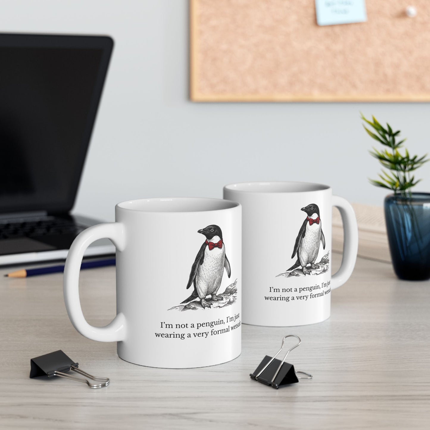 Sarcastic Penguin Gifts: Victorian Engraving Mug — Witty Dapper Animal Coffee Cup (11oz & 15oz)