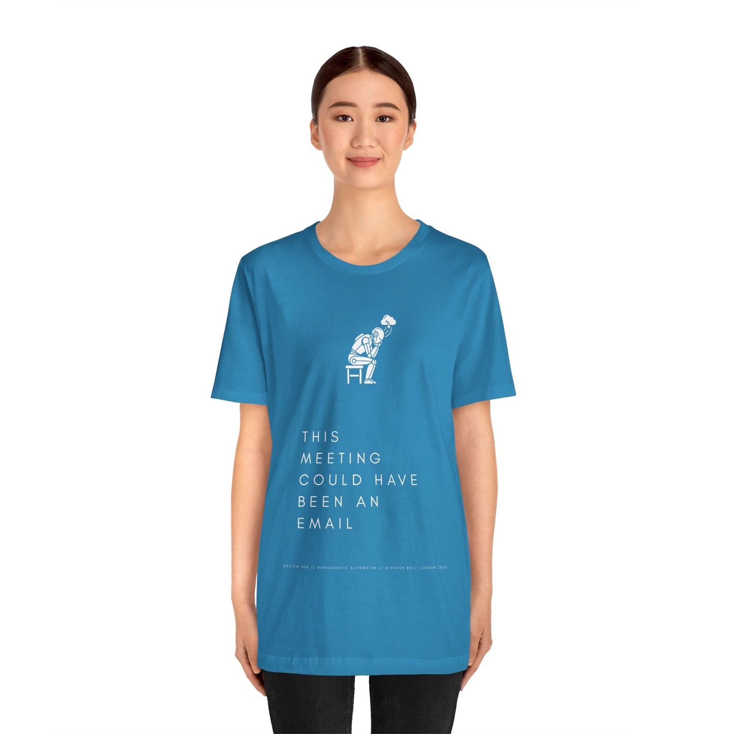 [S404] Funny Robot Shirt - Sarcastic IT Humor Tee - Existential Dread Meeting Email Shirt - System 404 Minimalist Cyberpunk Apparel