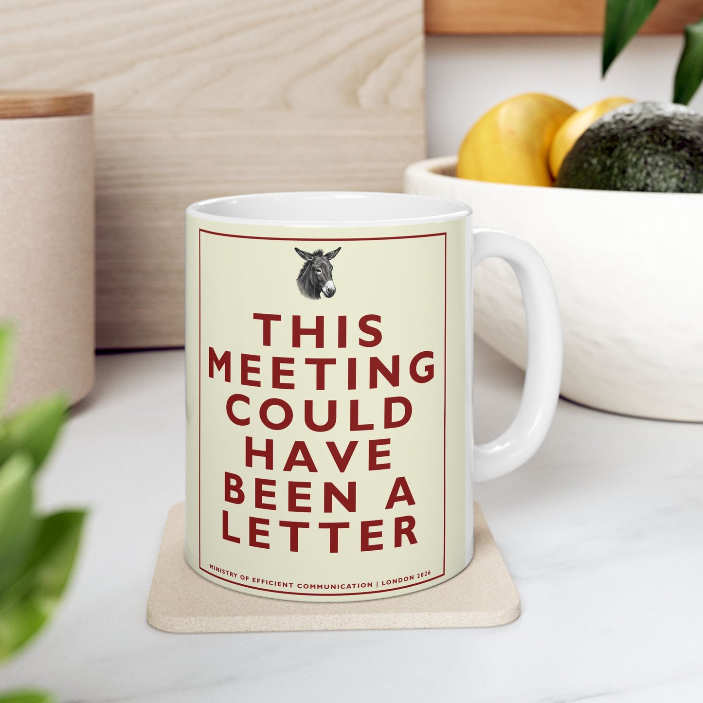 [MSI] Funny Office Meeting Mug — Sarcastic "This Meeting Could Have Been A Letter" Retro Quote Coffee Mug ("This Meeting Could Have Been An Email") Humphrey Donkey Cup (11oz/15oz)