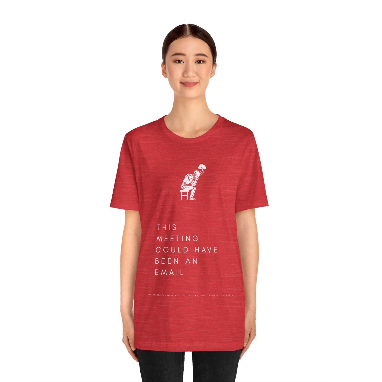 [S404] Funny Robot Shirt - Sarcastic IT Humor Tee - Existential Dread Meeting Email Shirt - System 404 Minimalist Cyberpunk Apparel