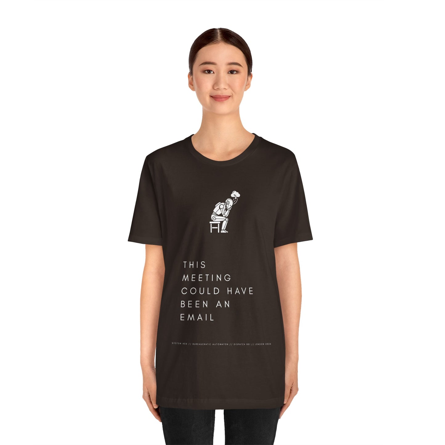 [S404] Funny Robot Shirt - Sarcastic IT Humor Tee - Existential Dread Meeting Email Shirt - System 404 Minimalist Cyberpunk Apparel