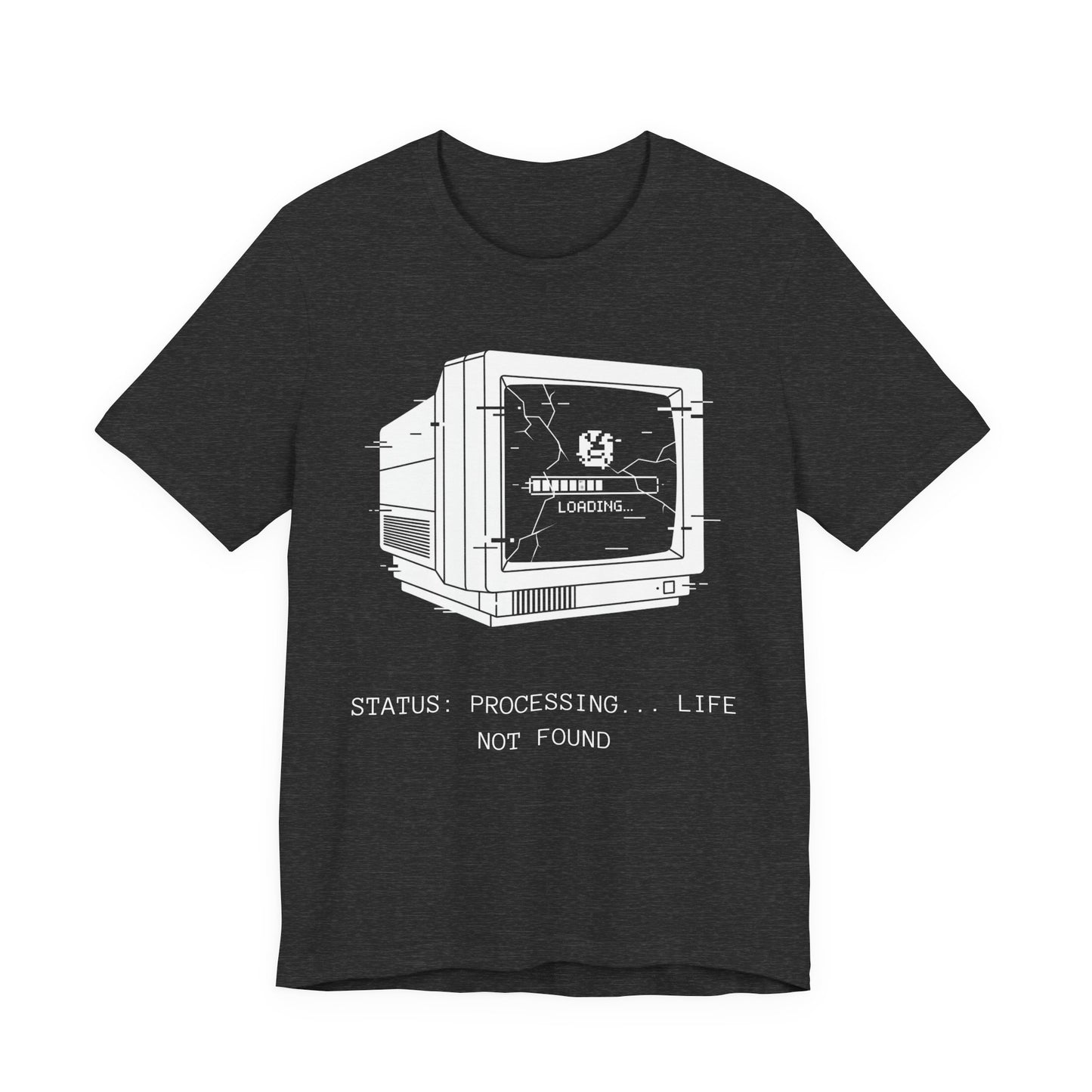 [S404] STATUS: LIFE NOT FOUND - Retro Monitor Shirt - Funny Glitch Art Tech Tee