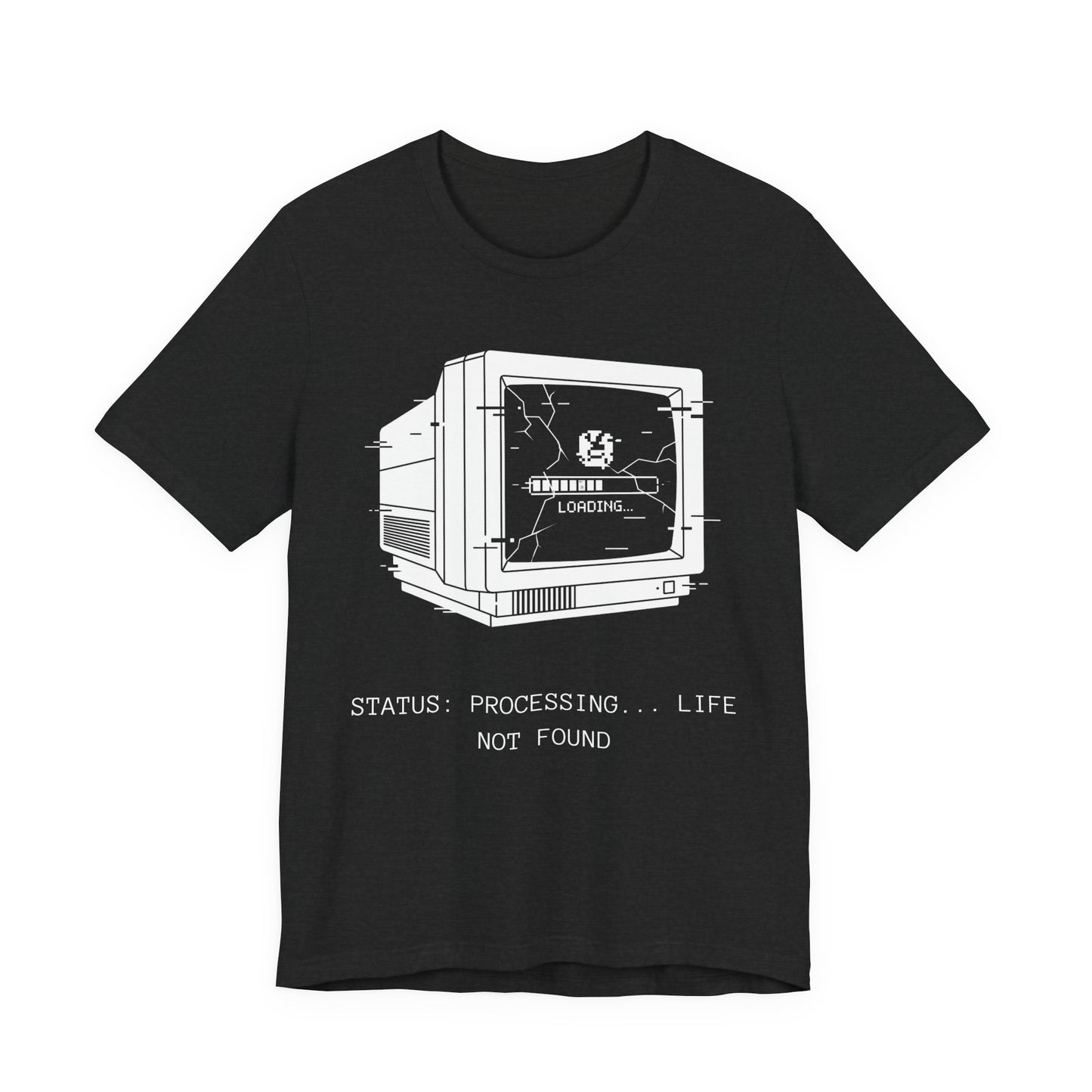 [S404] STATUS: LIFE NOT FOUND - Retro Monitor Shirt - Funny Glitch Art Tech Tee