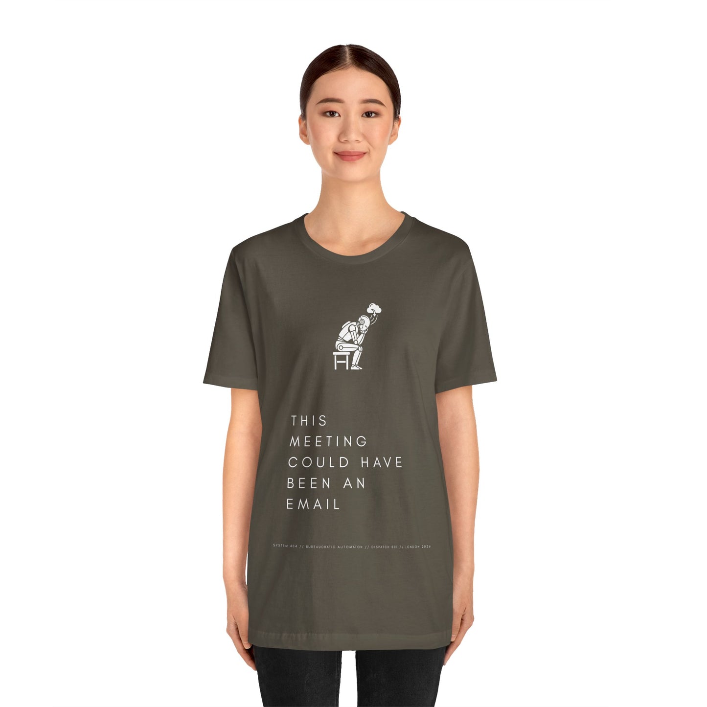 [S404] Funny Robot Shirt - Sarcastic IT Humor Tee - Existential Dread Meeting Email Shirt - System 404 Minimalist Cyberpunk Apparel