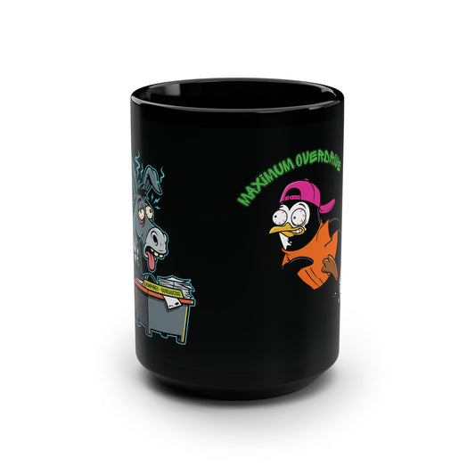 [SMS] Funny 90s Cartoon Mug - Sarcastic Office Coffee Cup - Retro Saturday Morning TV Gift - Neon Cyril & Humphrey Black 15oz Mug - Skewed & Snappy