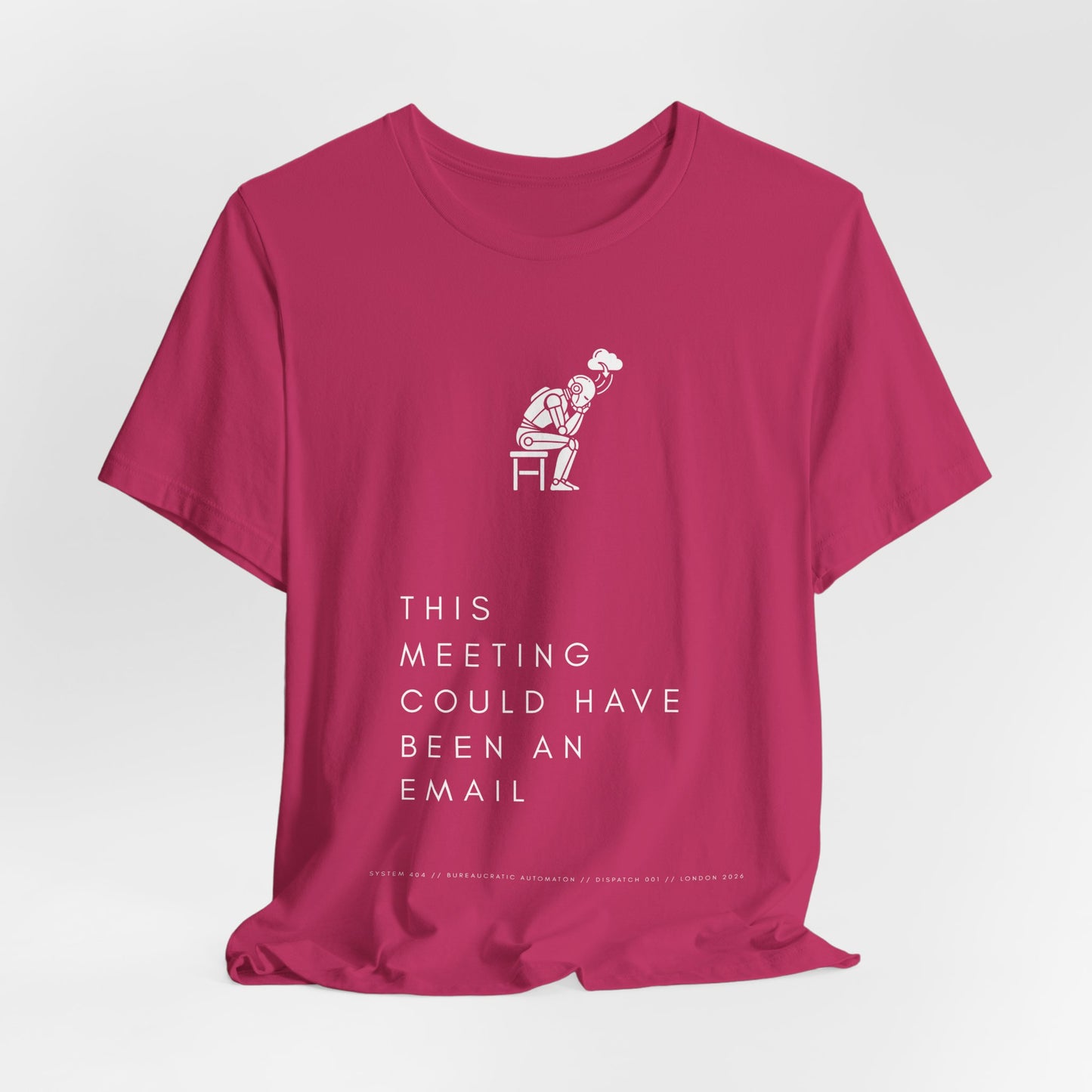 [S404] Funny Robot Shirt - Sarcastic IT Humor Tee - Existential Dread Meeting Email Shirt - System 404 Minimalist Cyberpunk Apparel