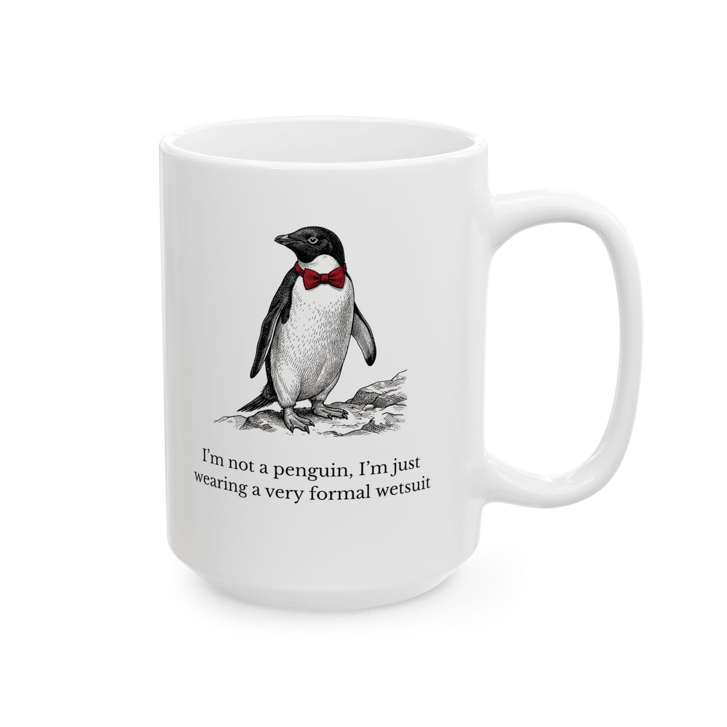 Sarcastic Penguin Gifts: Victorian Engraving Mug — Witty Dapper Animal Coffee Cup (11oz & 15oz)