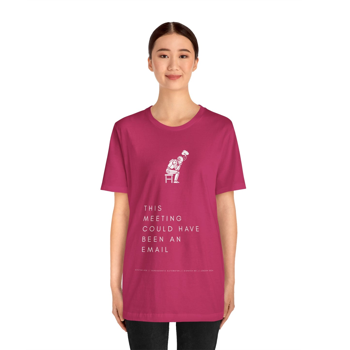 [S404] Funny Robot Shirt - Sarcastic IT Humor Tee - Existential Dread Meeting Email Shirt - System 404 Minimalist Cyberpunk Apparel