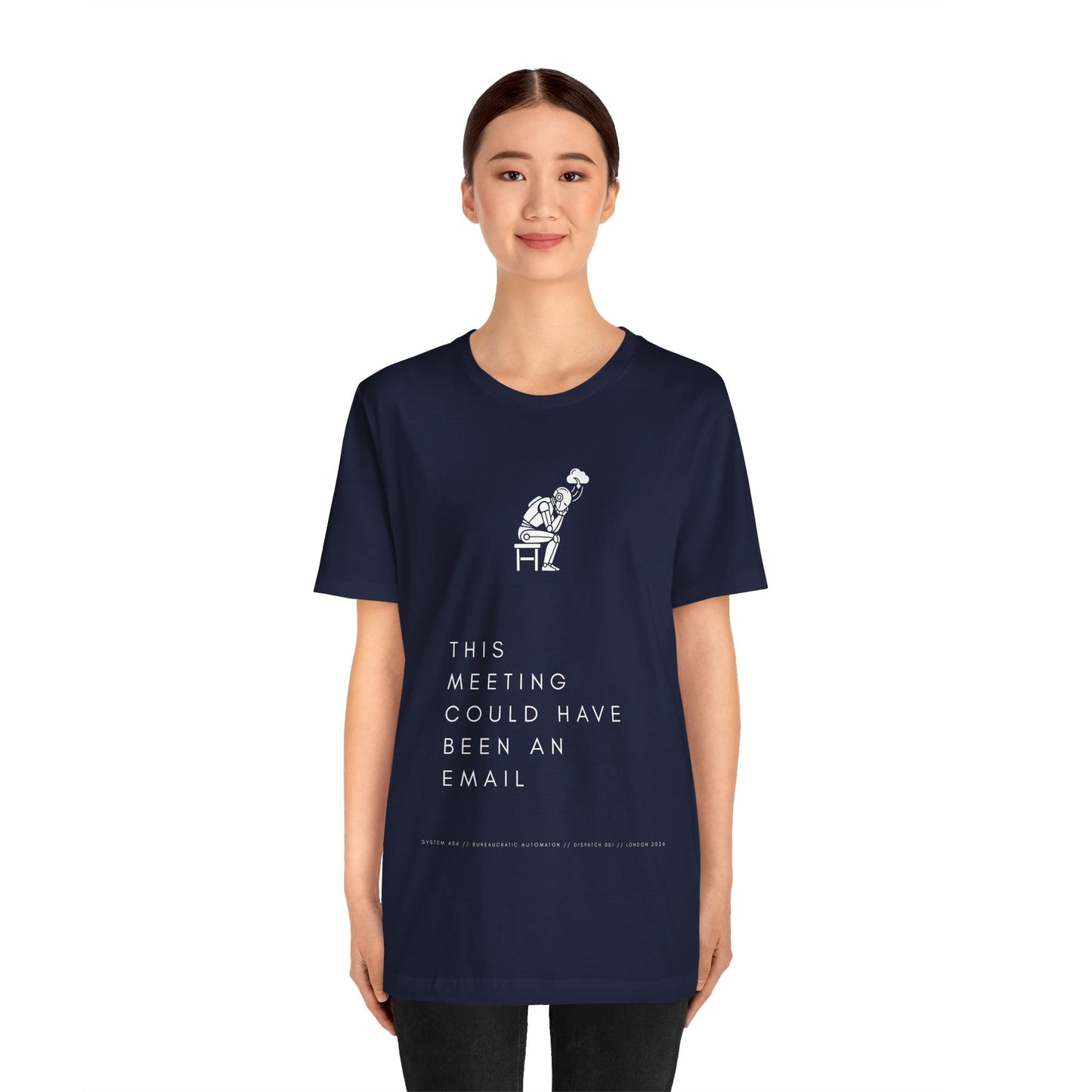 [S404] Funny Robot Shirt - Sarcastic IT Humor Tee - Existential Dread Meeting Email Shirt - System 404 Minimalist Cyberpunk Apparel