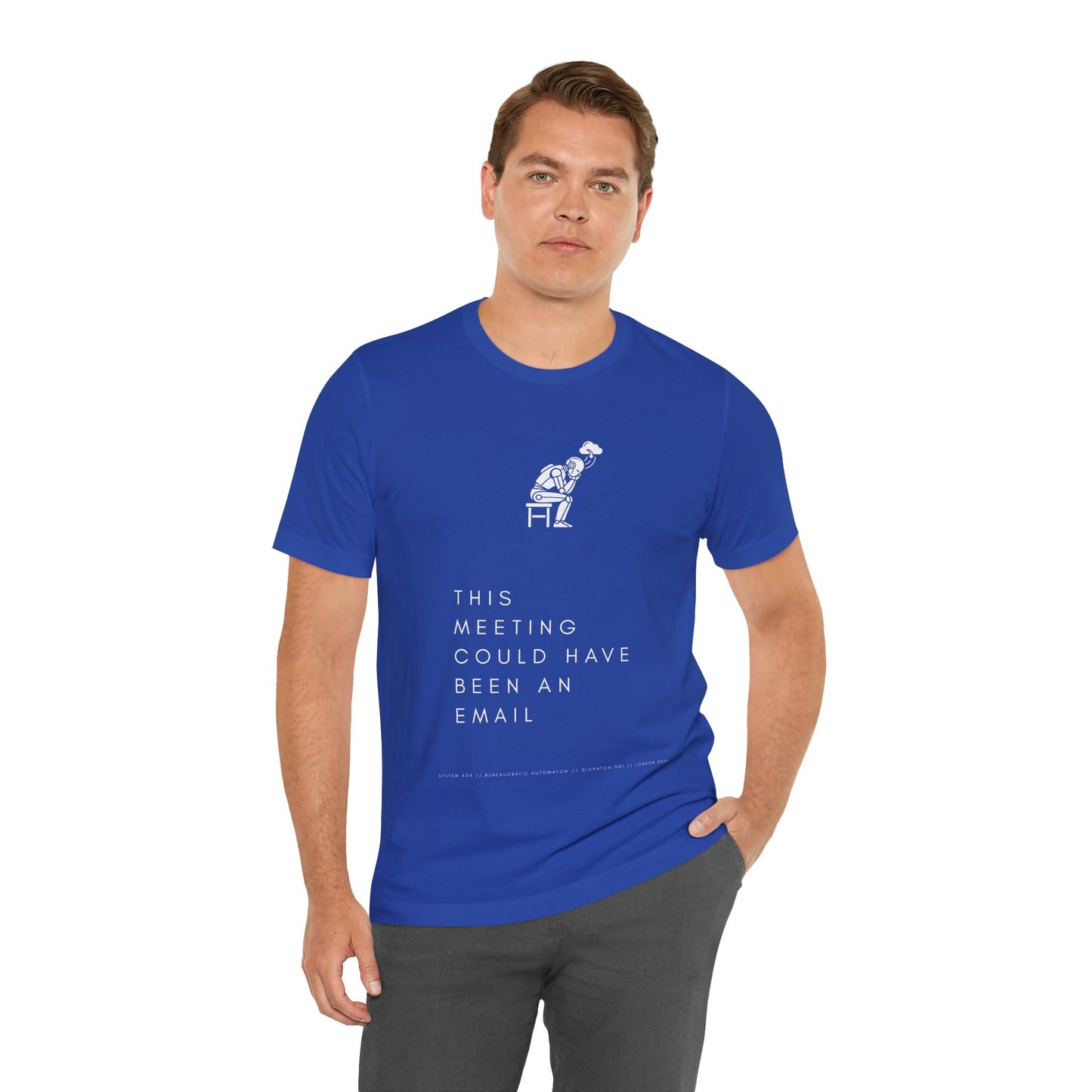 [S404] Funny Robot Shirt - Sarcastic IT Humor Tee - Existential Dread Meeting Email Shirt - System 404 Minimalist Cyberpunk Apparel