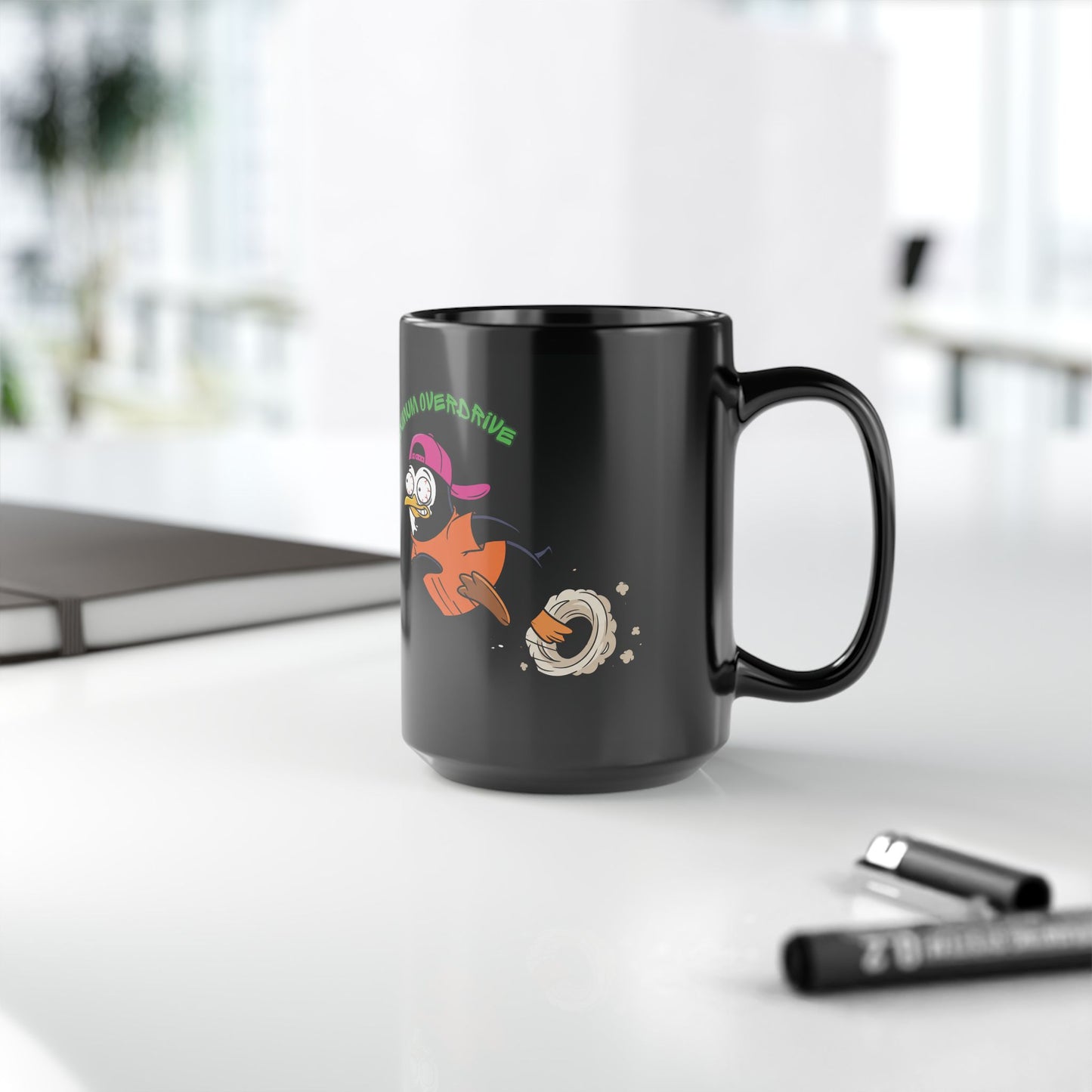 [SMS] Funny 90s Cartoon Mug - Sarcastic Office Coffee Cup - Retro Saturday Morning TV Gift - Neon Cyril & Humphrey Black 15oz Mug - Skewed & Snappy