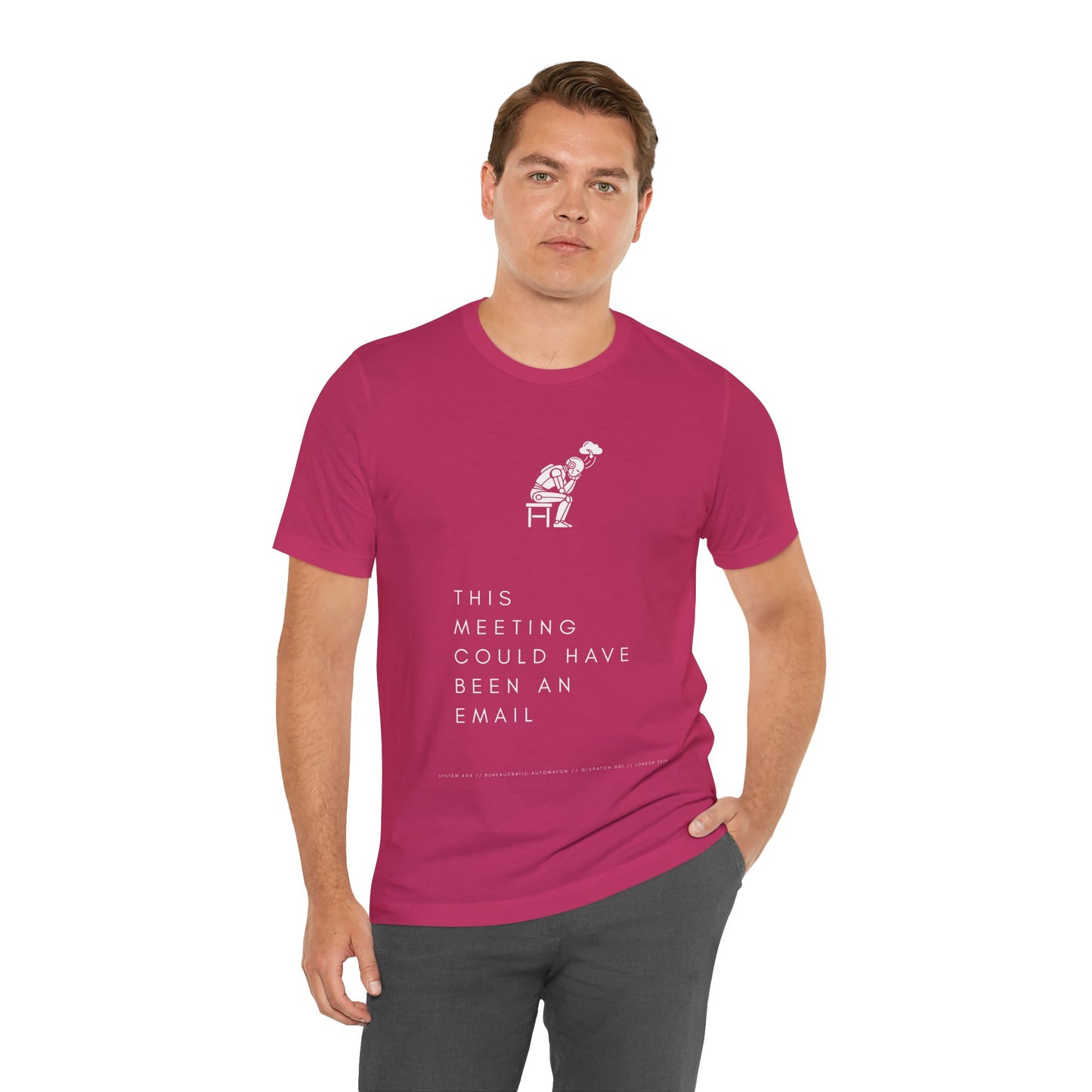 [S404] Funny Robot Shirt - Sarcastic IT Humor Tee - Existential Dread Meeting Email Shirt - System 404 Minimalist Cyberpunk Apparel
