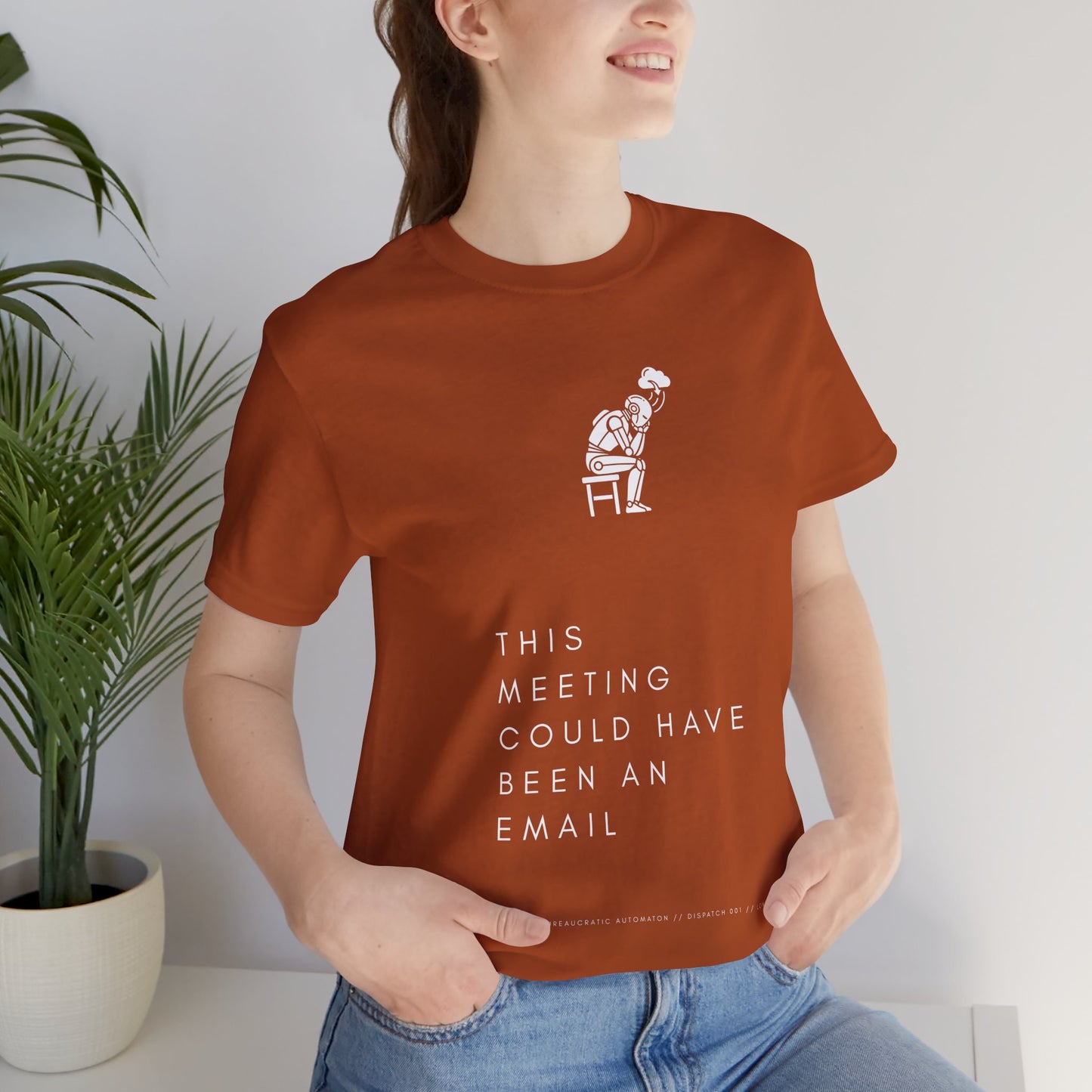 [S404] Funny Robot Shirt - Sarcastic IT Humor Tee - Existential Dread Meeting Email Shirt - System 404 Minimalist Cyberpunk Apparel