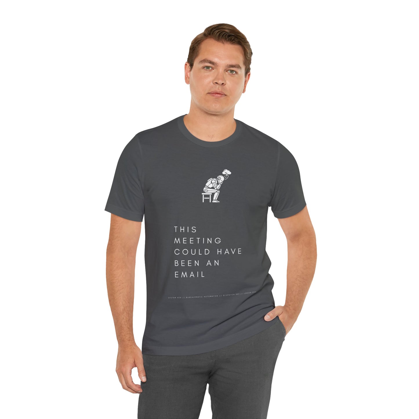 [S404] Funny Robot Shirt - Sarcastic IT Humor Tee - Existential Dread Meeting Email Shirt - System 404 Minimalist Cyberpunk Apparel