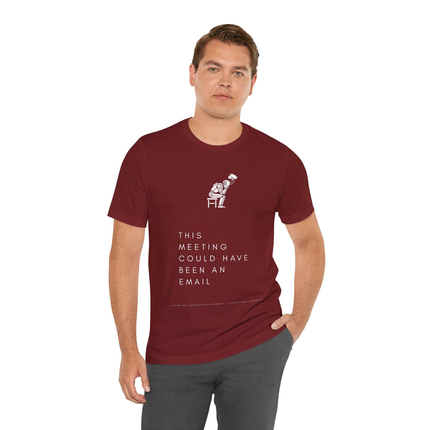 [S404] Funny Robot Shirt - Sarcastic IT Humor Tee - Existential Dread Meeting Email Shirt - System 404 Minimalist Cyberpunk Apparel