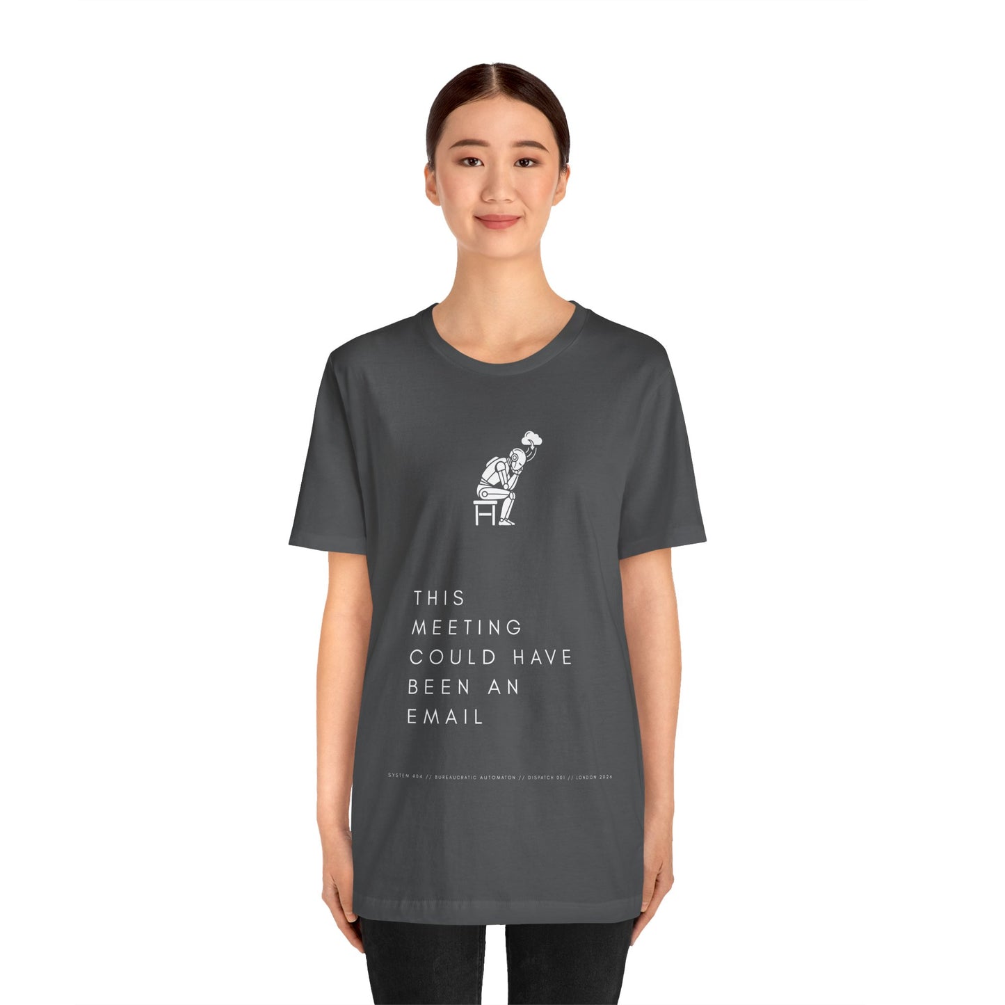 [S404] Funny Robot Shirt - Sarcastic IT Humor Tee - Existential Dread Meeting Email Shirt - System 404 Minimalist Cyberpunk Apparel