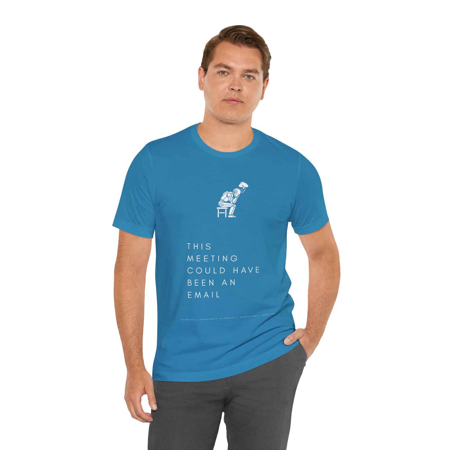 [S404] Funny Robot Shirt - Sarcastic IT Humor Tee - Existential Dread Meeting Email Shirt - System 404 Minimalist Cyberpunk Apparel