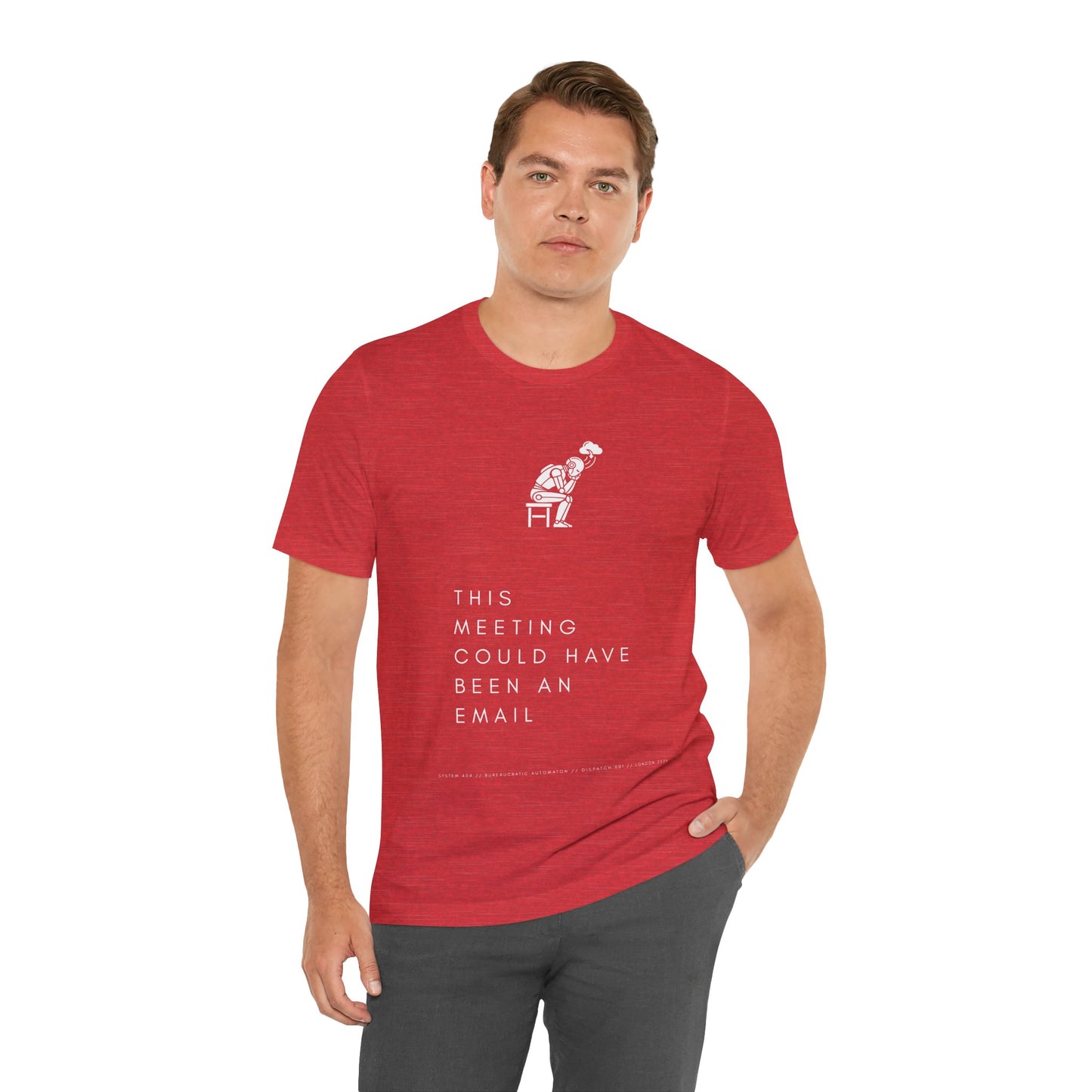 [S404] Funny Robot Shirt - Sarcastic IT Humor Tee - Existential Dread Meeting Email Shirt - System 404 Minimalist Cyberpunk Apparel