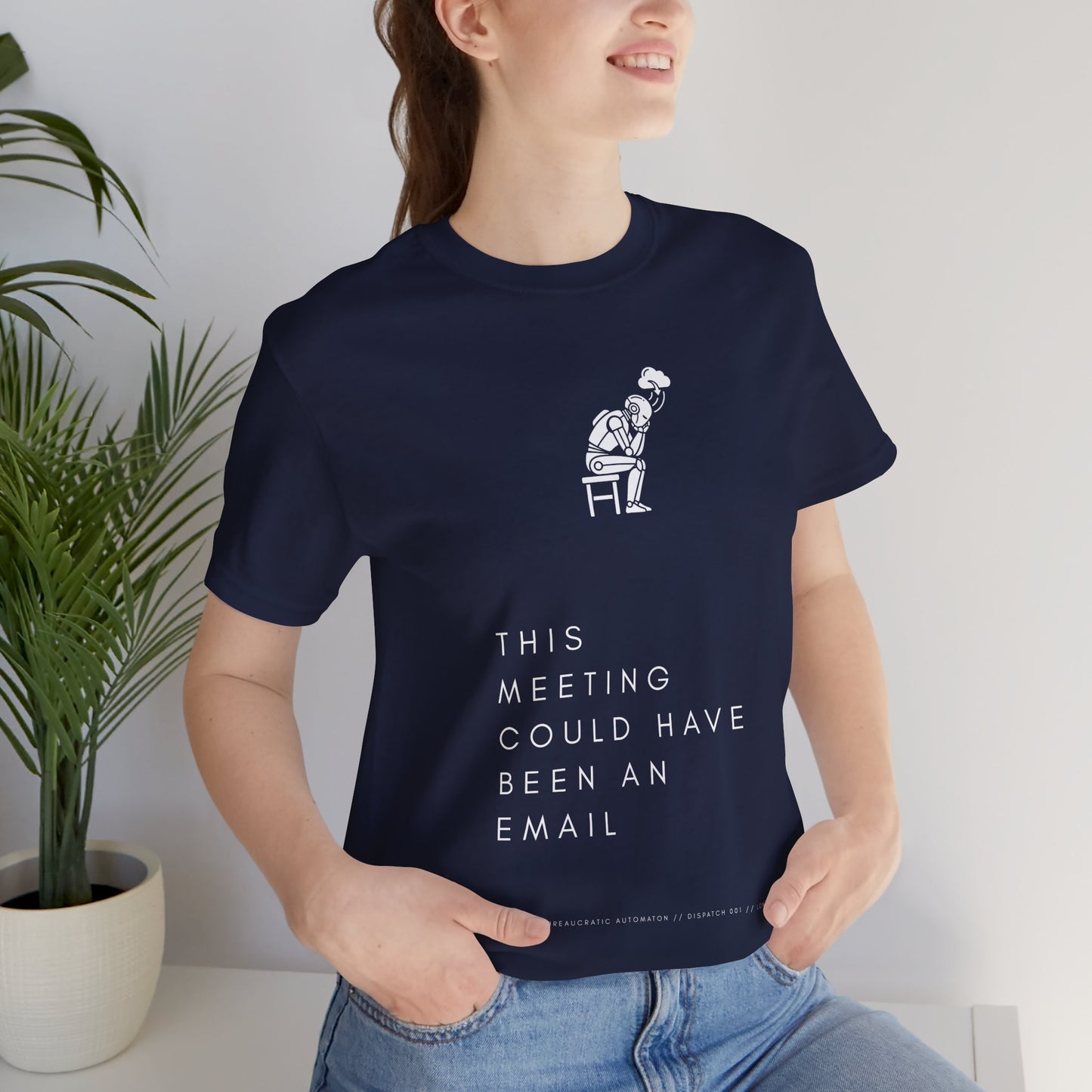 [S404] Funny Robot Shirt - Sarcastic IT Humor Tee - Existential Dread Meeting Email Shirt - System 404 Minimalist Cyberpunk Apparel