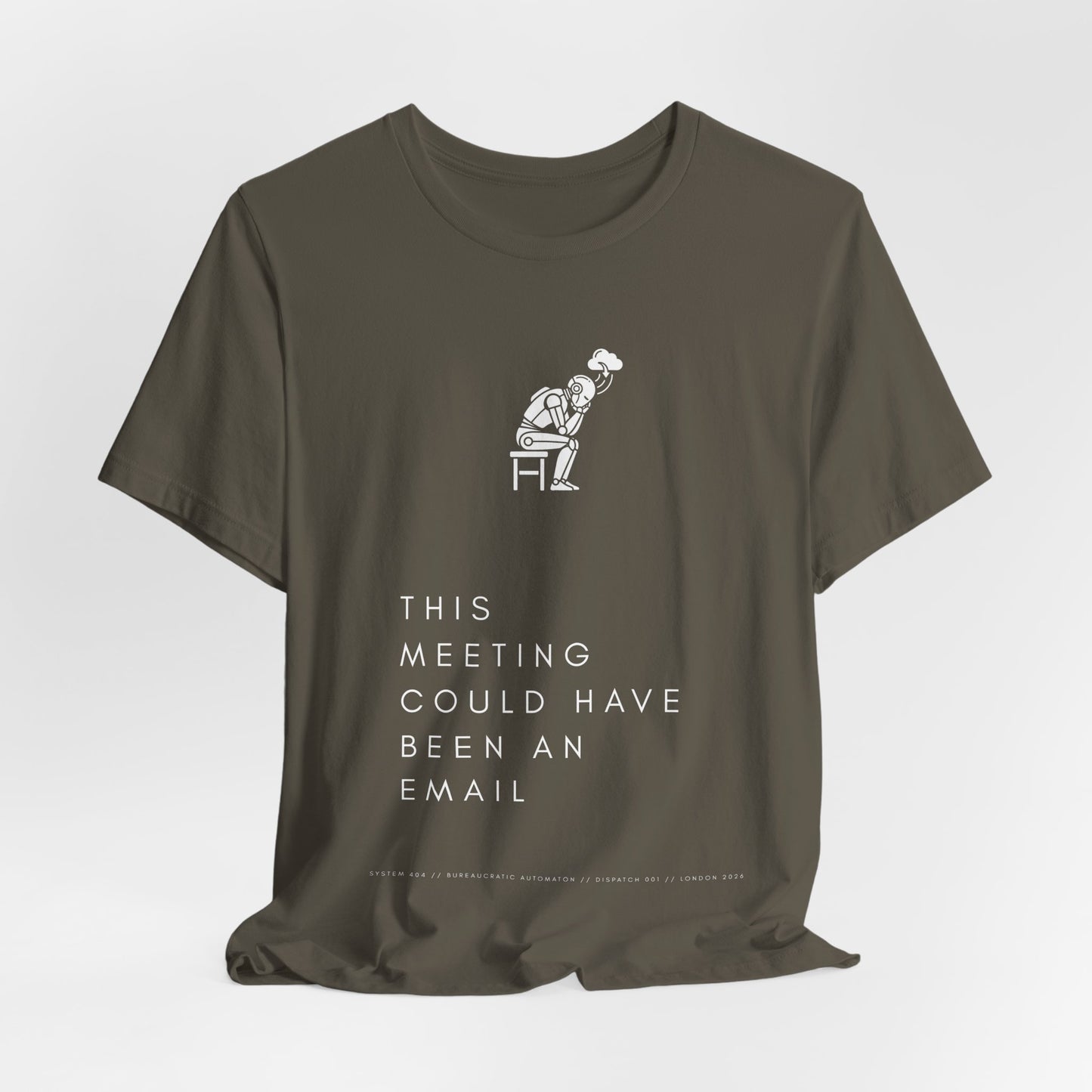 [S404] Funny Robot Shirt - Sarcastic IT Humor Tee - Existential Dread Meeting Email Shirt - System 404 Minimalist Cyberpunk Apparel