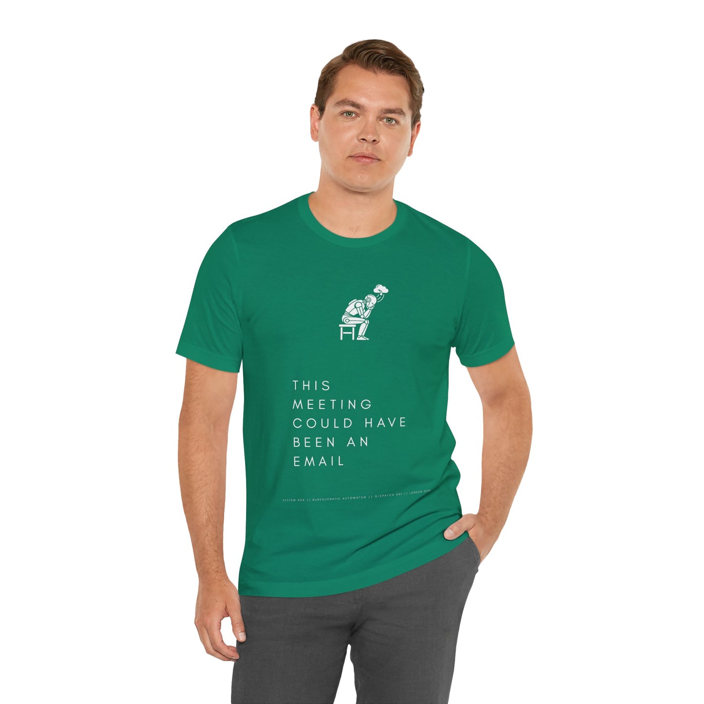 [S404] Funny Robot Shirt - Sarcastic IT Humor Tee - Existential Dread Meeting Email Shirt - System 404 Minimalist Cyberpunk Apparel