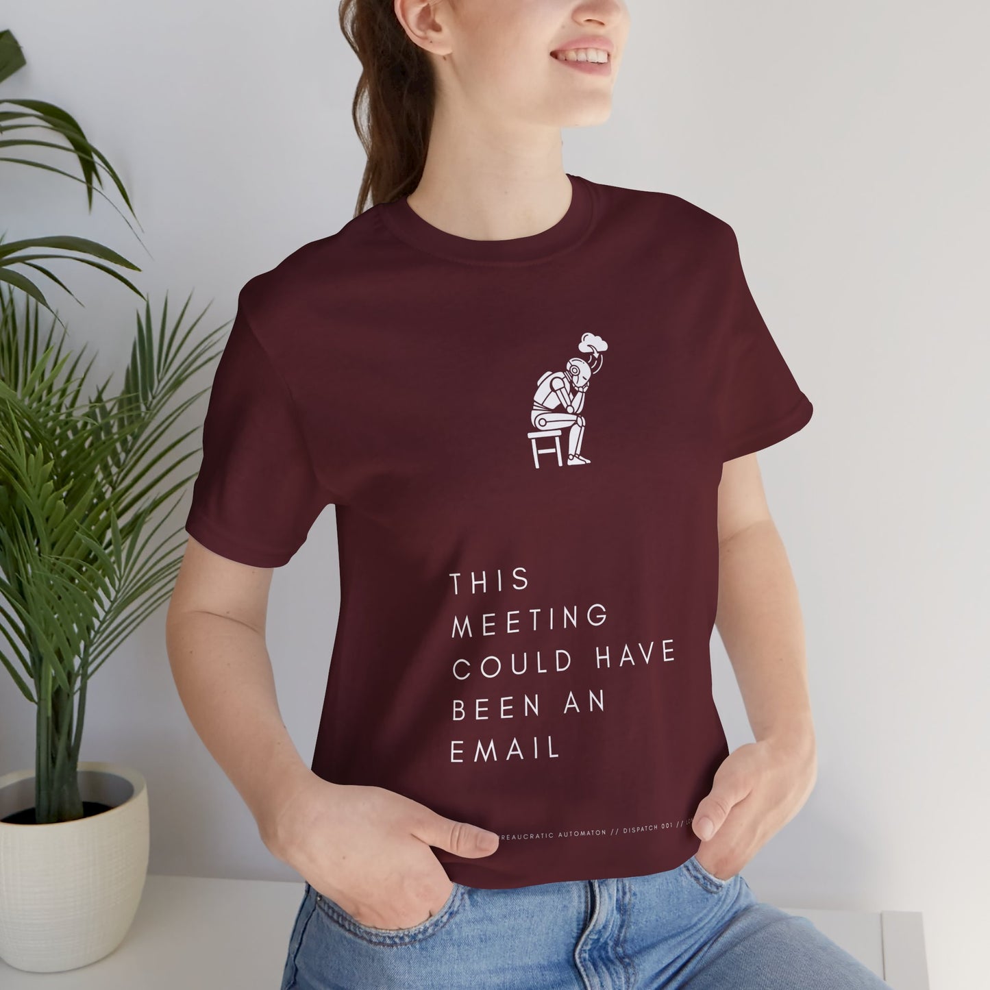 [S404] Funny Robot Shirt - Sarcastic IT Humor Tee - Existential Dread Meeting Email Shirt - System 404 Minimalist Cyberpunk Apparel