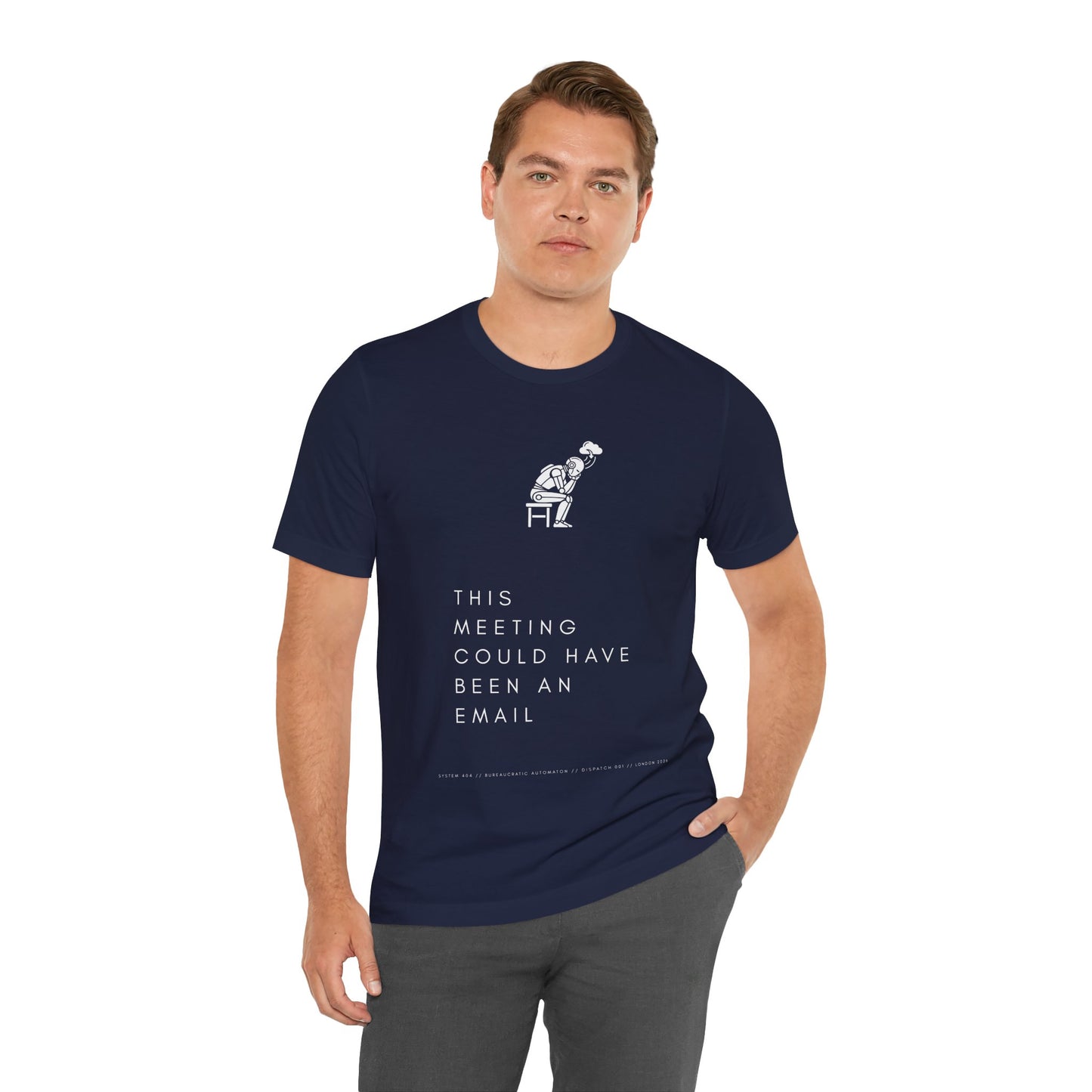 [S404] Funny Robot Shirt - Sarcastic IT Humor Tee - Existential Dread Meeting Email Shirt - System 404 Minimalist Cyberpunk Apparel