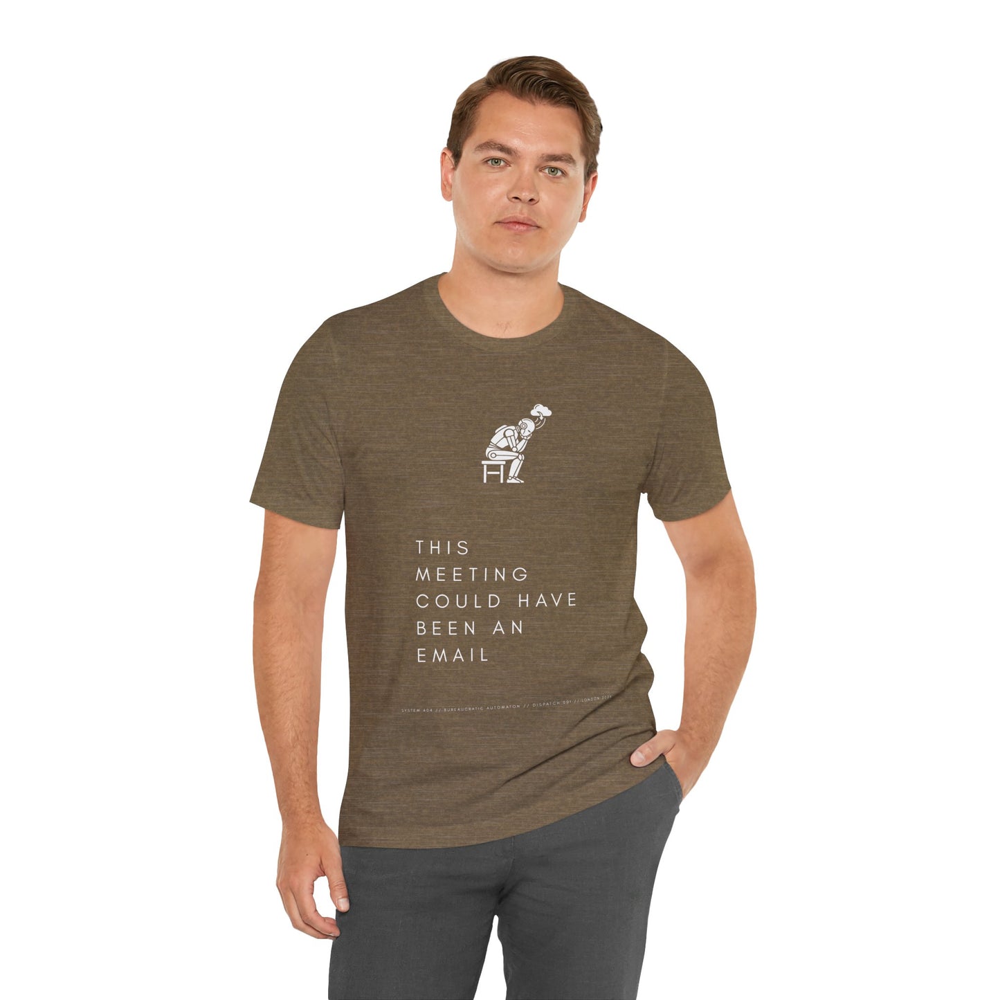 [S404] Funny Robot Shirt - Sarcastic IT Humor Tee - Existential Dread Meeting Email Shirt - System 404 Minimalist Cyberpunk Apparel