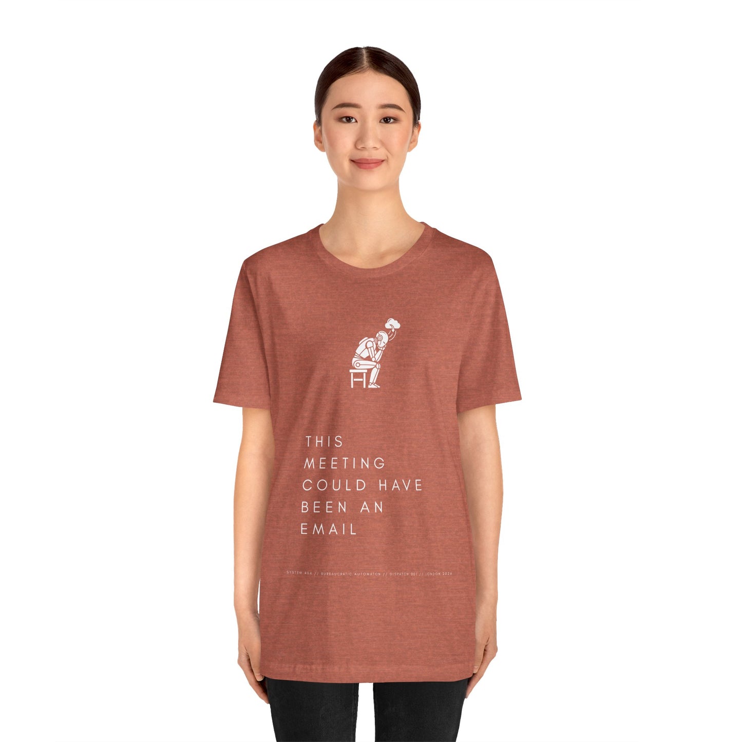 [S404] Funny Robot Shirt - Sarcastic IT Humor Tee - Existential Dread Meeting Email Shirt - System 404 Minimalist Cyberpunk Apparel