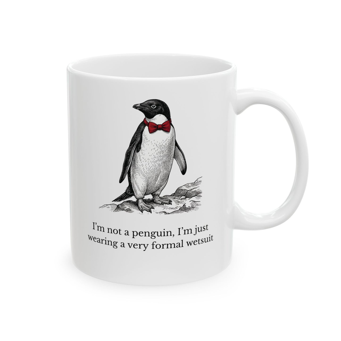 Sarcastic Penguin Gifts: Victorian Engraving Mug — Witty Dapper Animal Coffee Cup (11oz & 15oz)
