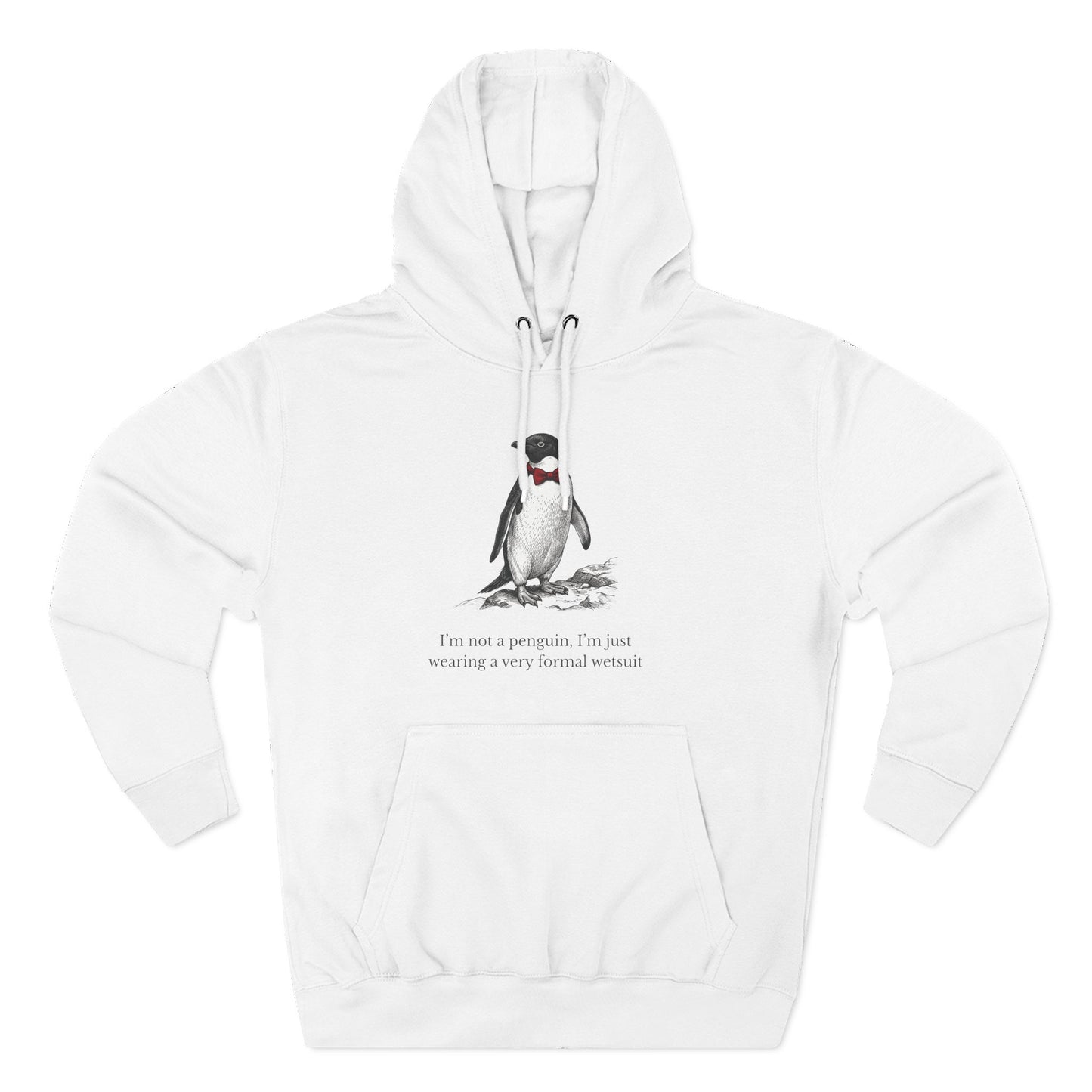 [MSI] "I’m Not a Penguin" Funny Penguin Woodcut Hoodie, Sarcastic Dapper Animal Sweatshirt