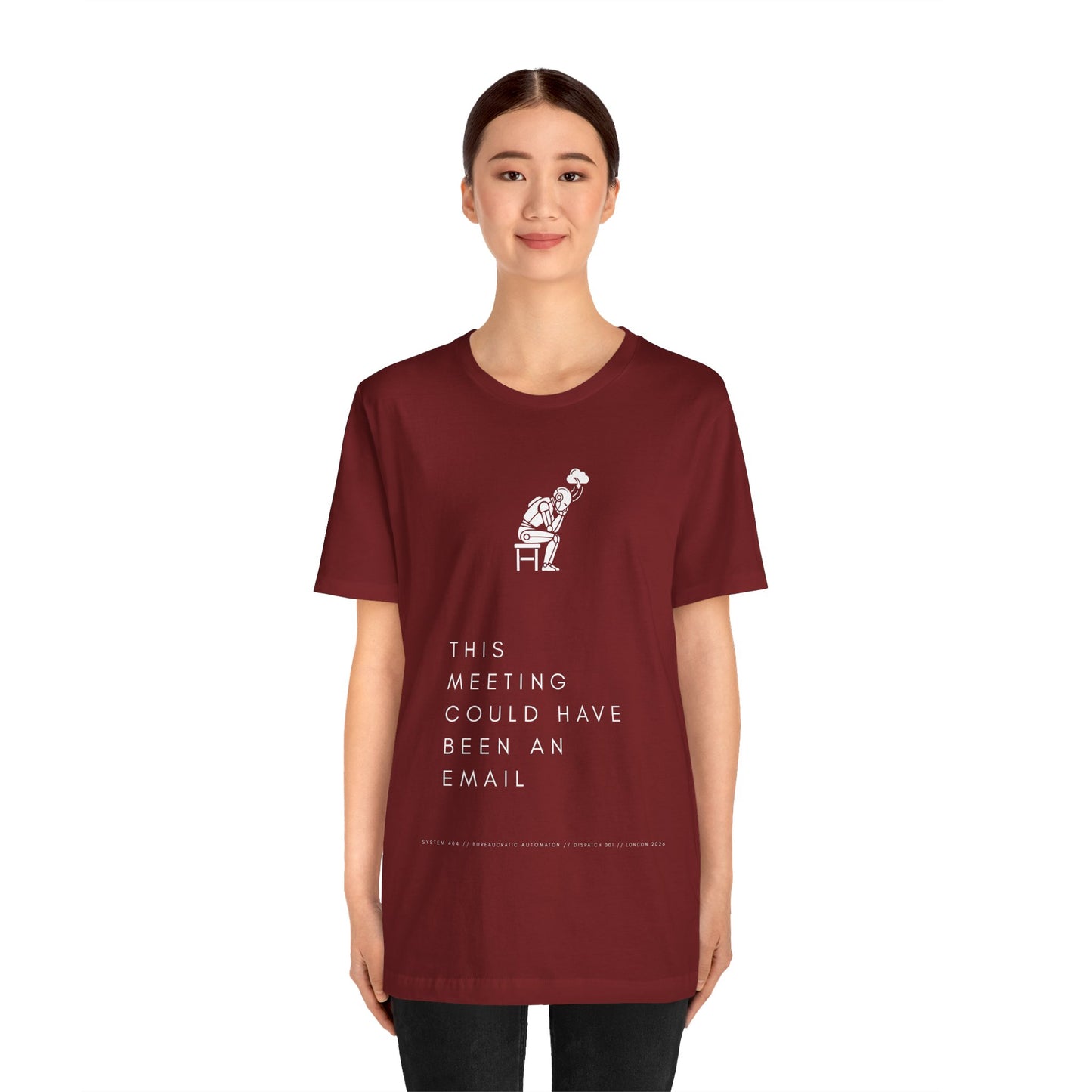 [S404] Funny Robot Shirt - Sarcastic IT Humor Tee - Existential Dread Meeting Email Shirt - System 404 Minimalist Cyberpunk Apparel