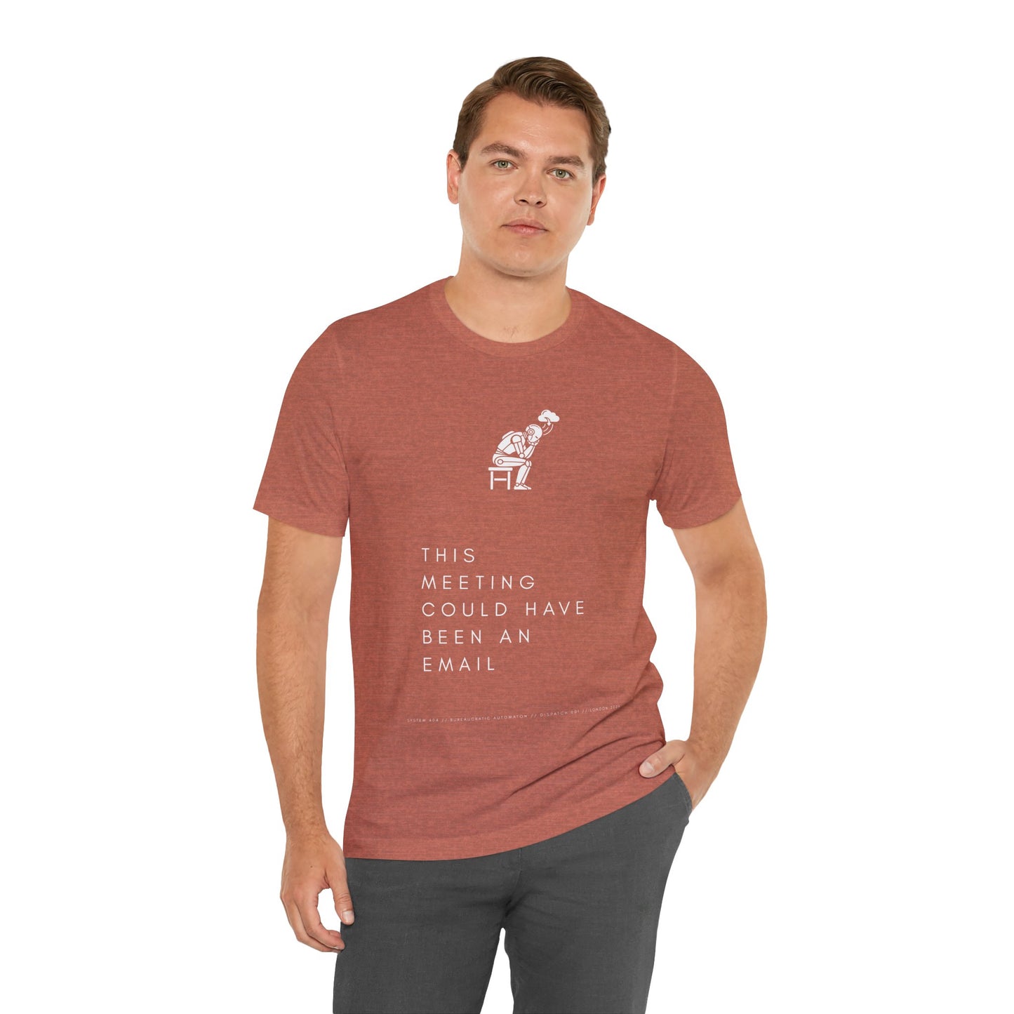 [S404] Funny Robot Shirt - Sarcastic IT Humor Tee - Existential Dread Meeting Email Shirt - System 404 Minimalist Cyberpunk Apparel