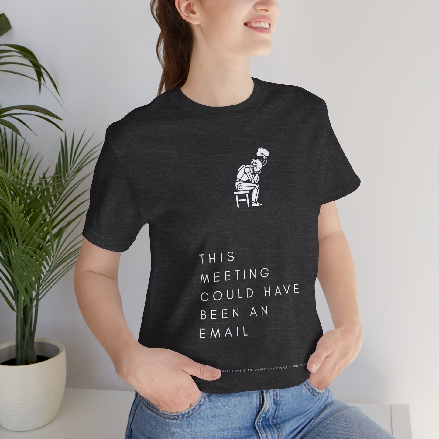 [S404] Funny Robot Shirt - Sarcastic IT Humor Tee - Existential Dread Meeting Email Shirt - System 404 Minimalist Cyberpunk Apparel