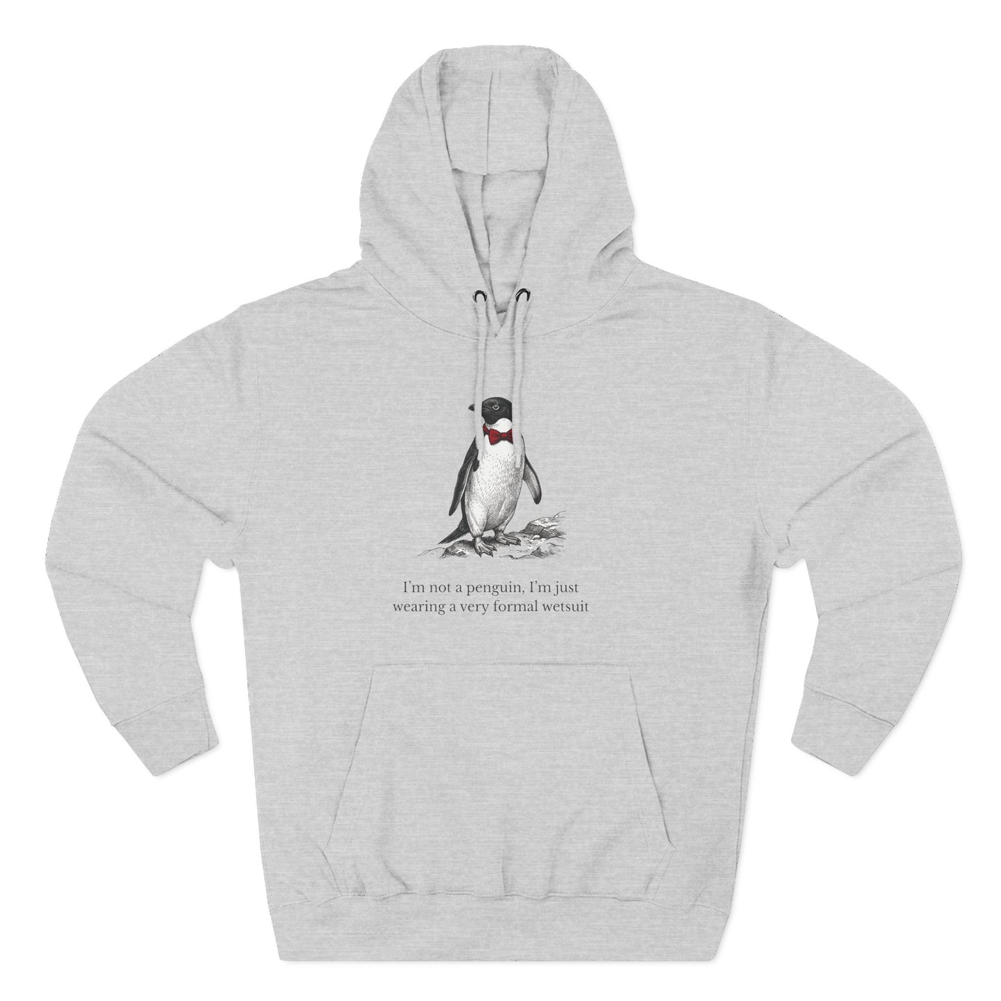 [MSI] "I’m Not a Penguin" Funny Penguin Woodcut Hoodie, Sarcastic Dapper Animal Sweatshirt