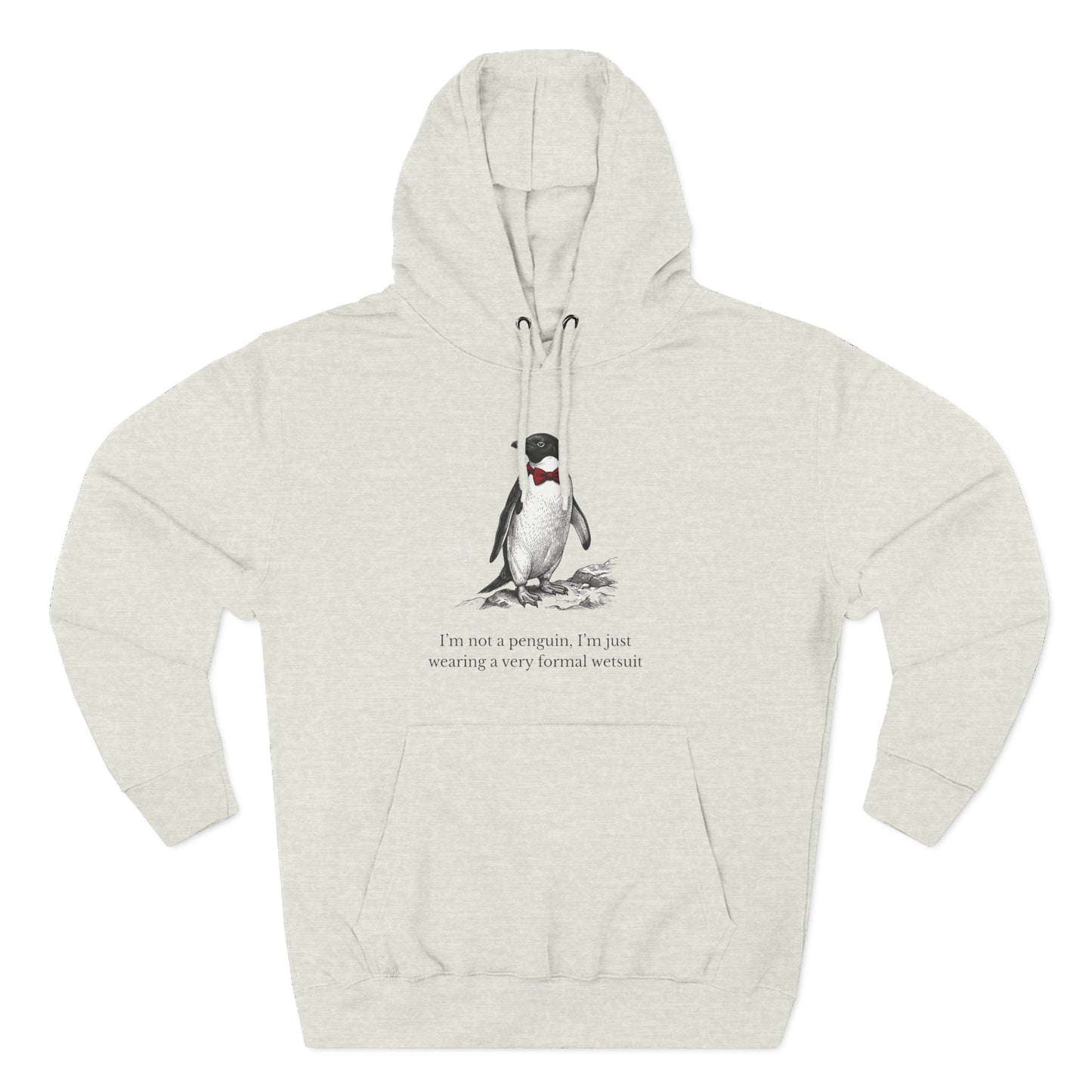 [MSI] "I’m Not a Penguin" Funny Penguin Woodcut Hoodie, Sarcastic Dapper Animal Sweatshirt