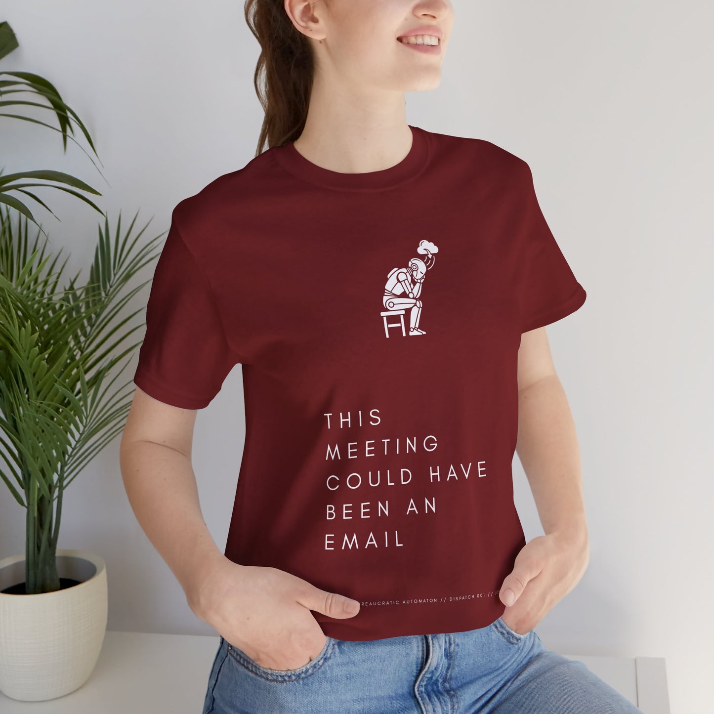 [S404] Funny Robot Shirt - Sarcastic IT Humor Tee - Existential Dread Meeting Email Shirt - System 404 Minimalist Cyberpunk Apparel