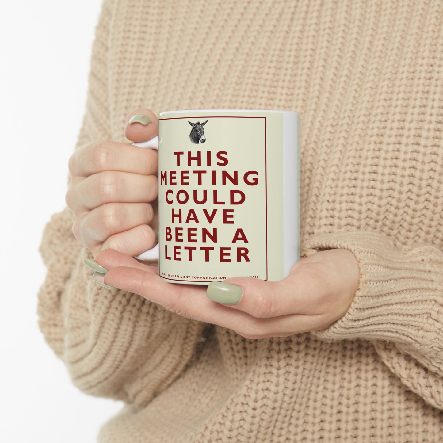 [MSI] Funny Office Meeting Mug — Sarcastic "This Meeting Could Have Been A Letter" Retro Quote Coffee Mug ("This Meeting Could Have Been An Email") Humphrey Donkey Cup (11oz/15oz)