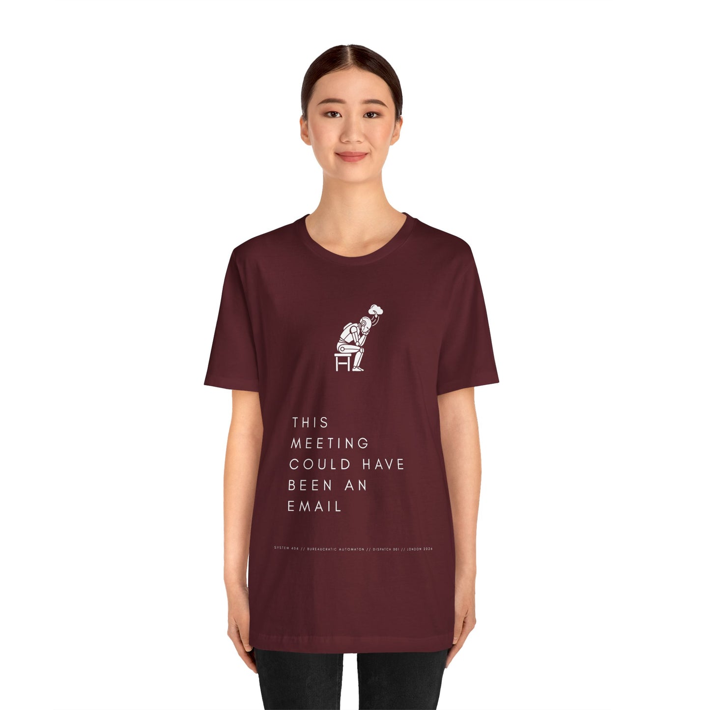 [S404] Funny Robot Shirt - Sarcastic IT Humor Tee - Existential Dread Meeting Email Shirt - System 404 Minimalist Cyberpunk Apparel