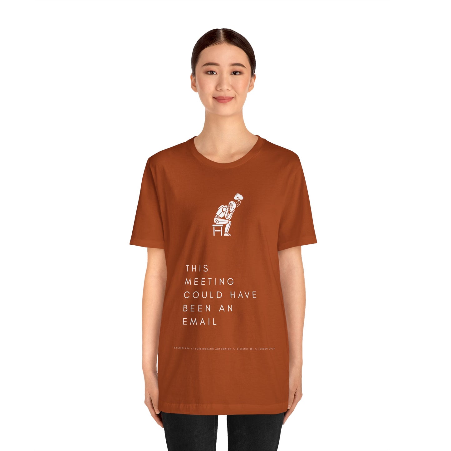 [S404] Funny Robot Shirt - Sarcastic IT Humor Tee - Existential Dread Meeting Email Shirt - System 404 Minimalist Cyberpunk Apparel