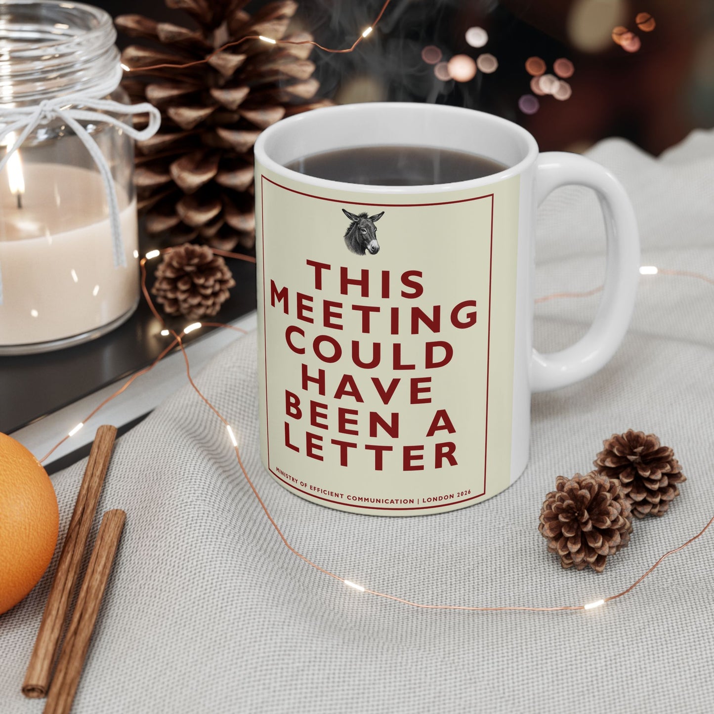 [MSI] Funny Office Meeting Mug — Sarcastic "This Meeting Could Have Been A Letter" Retro Quote Coffee Mug ("This Meeting Could Have Been An Email") Humphrey Donkey Cup (11oz/15oz)