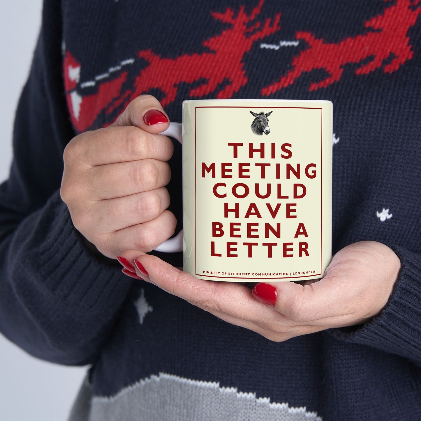 [MSI] Funny Office Meeting Mug — Sarcastic "This Meeting Could Have Been A Letter" Retro Quote Coffee Mug ("This Meeting Could Have Been An Email") Humphrey Donkey Cup (11oz/15oz)