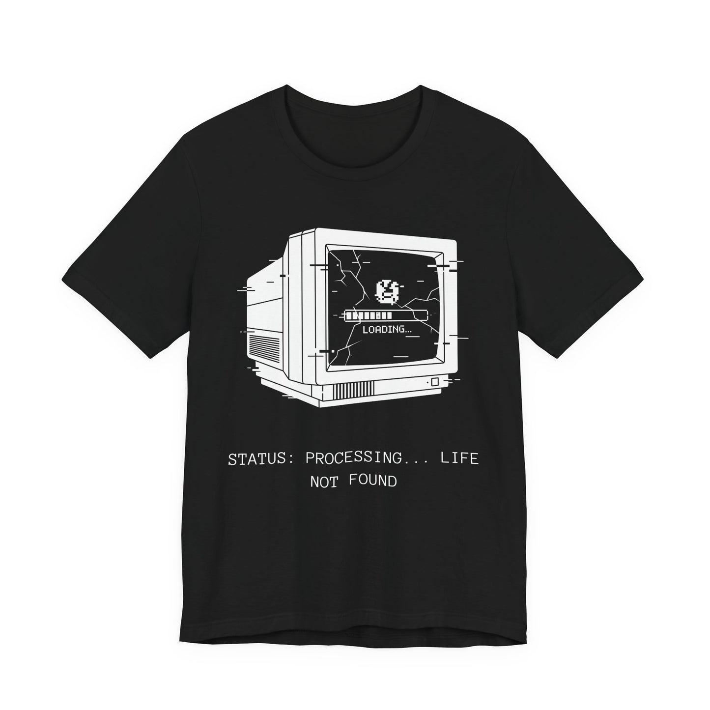 [S404] STATUS: LIFE NOT FOUND - Retro Monitor Shirt - Funny Glitch Art Tech Tee