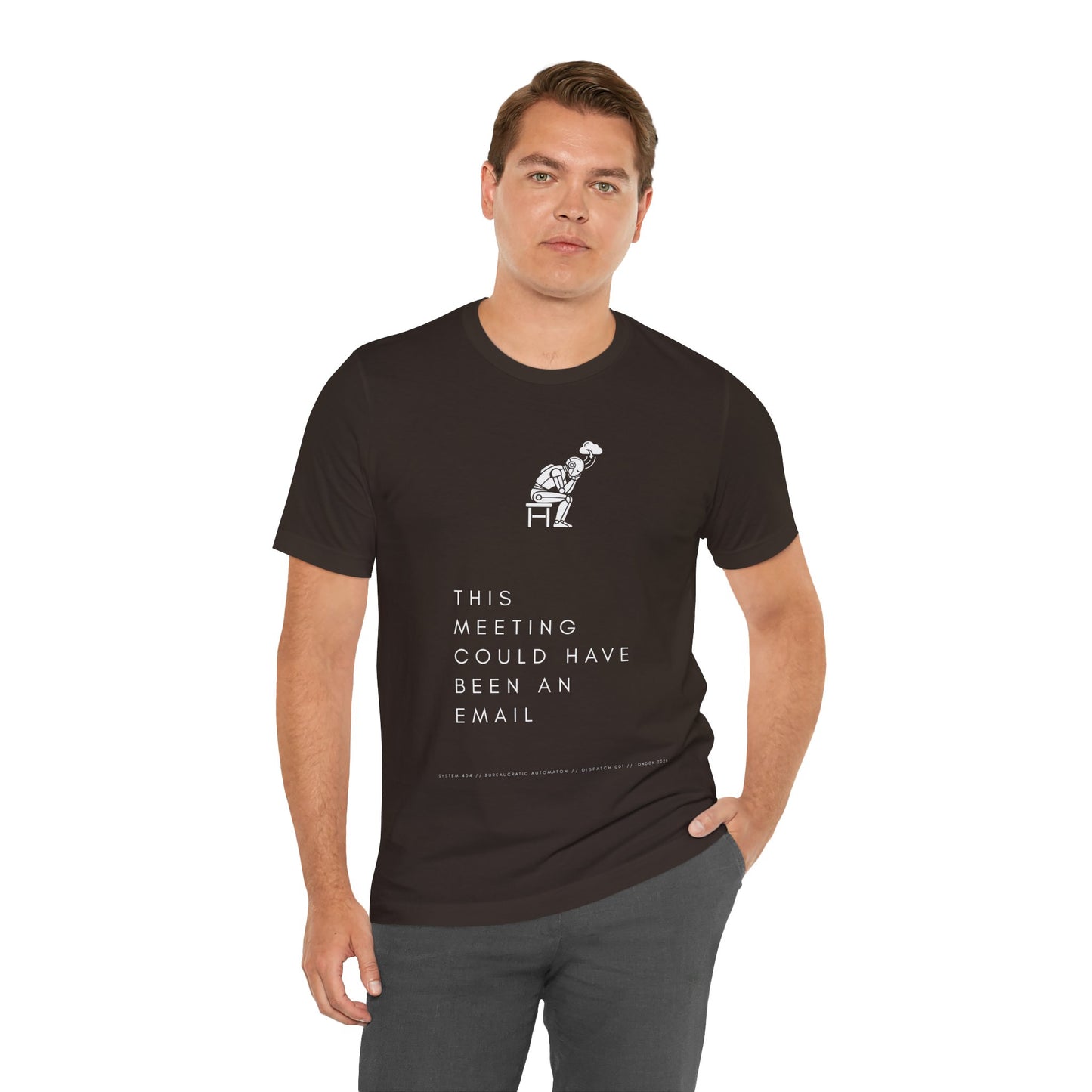 [S404] Funny Robot Shirt - Sarcastic IT Humor Tee - Existential Dread Meeting Email Shirt - System 404 Minimalist Cyberpunk Apparel
