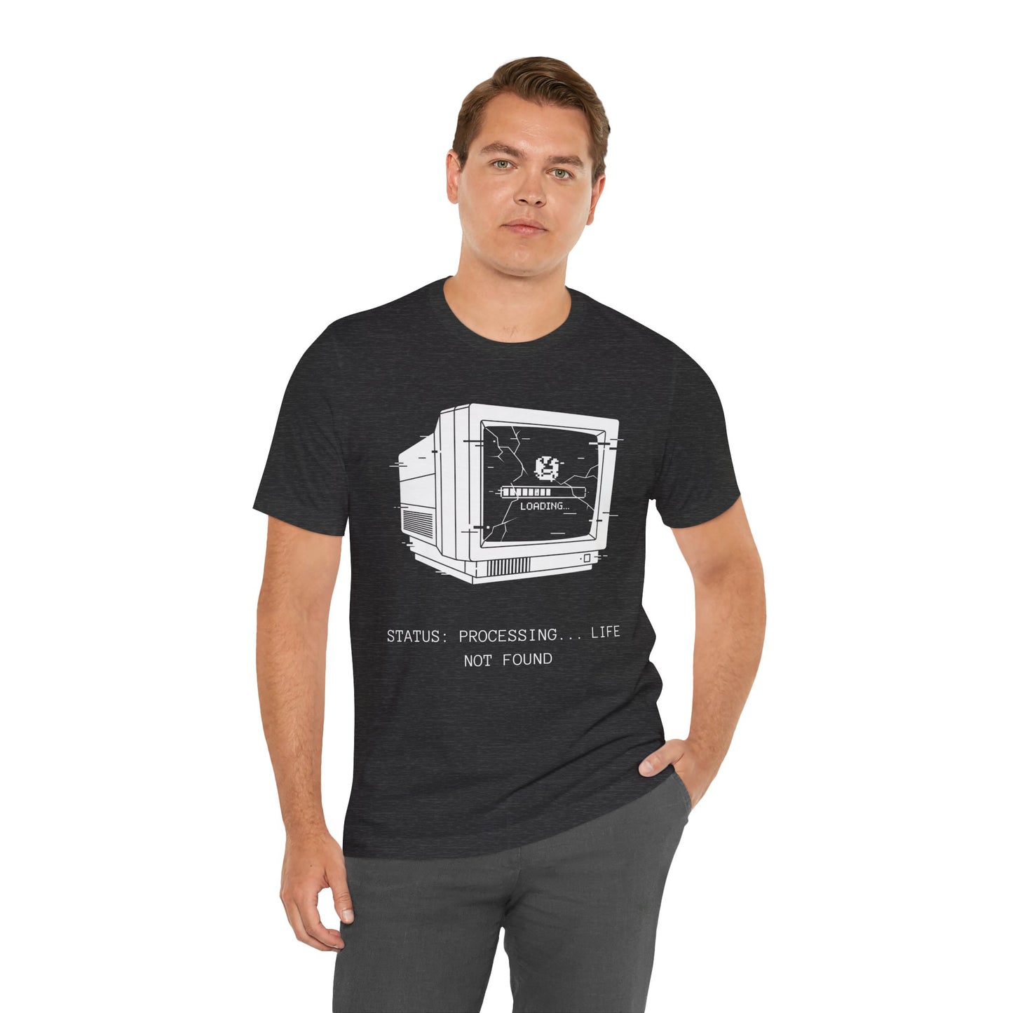 [S404] STATUS: LIFE NOT FOUND - Retro Monitor Shirt - Funny Glitch Art Tech Tee