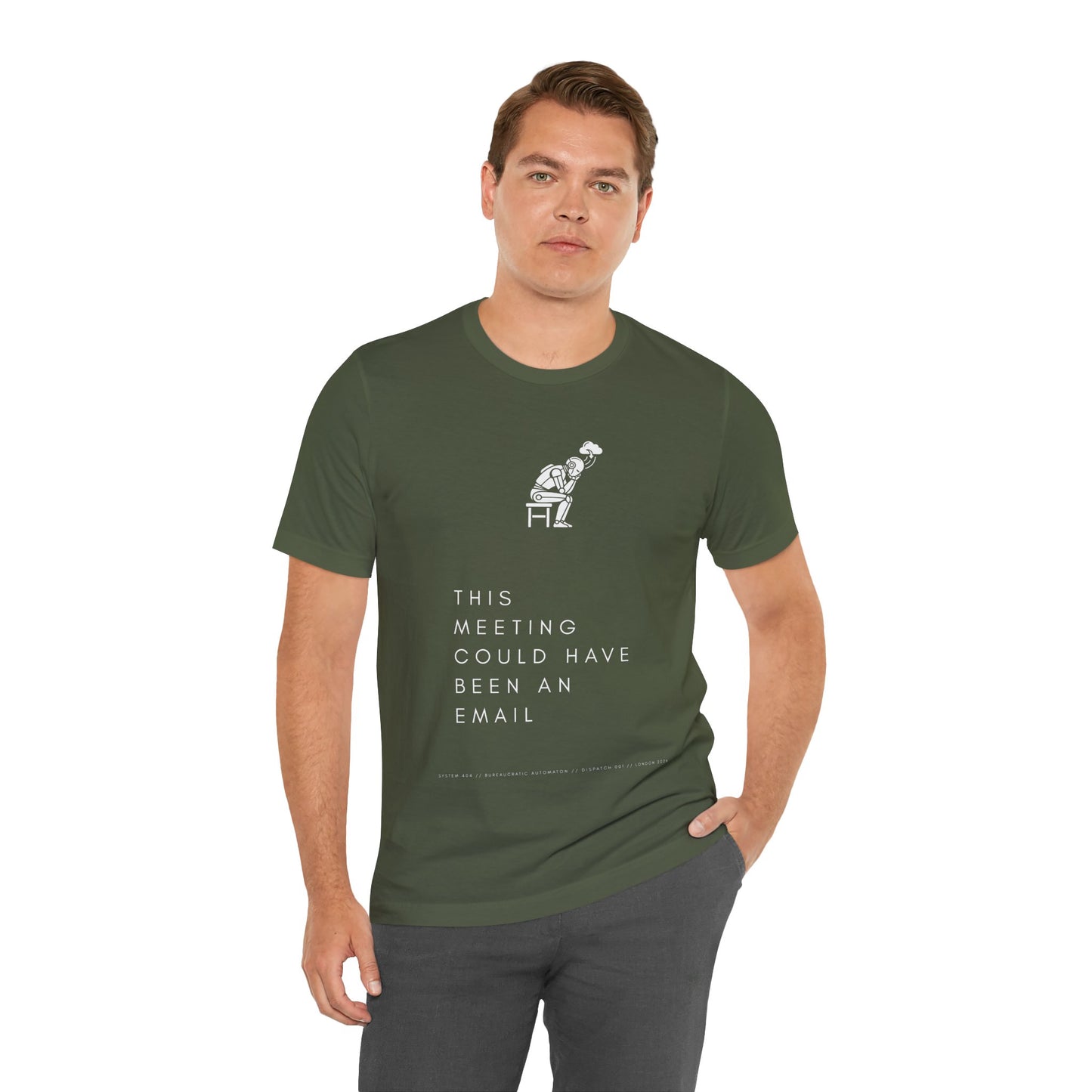 [S404] Funny Robot Shirt - Sarcastic IT Humor Tee - Existential Dread Meeting Email Shirt - System 404 Minimalist Cyberpunk Apparel