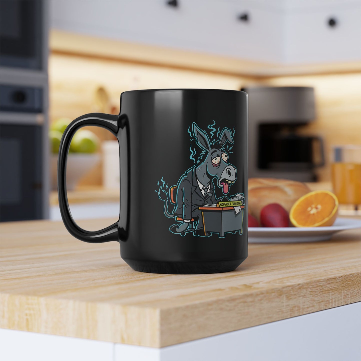 [SMS] Funny 90s Cartoon Mug - Sarcastic Office Coffee Cup - Retro Saturday Morning TV Gift - Neon Cyril & Humphrey Black 15oz Mug - Skewed & Snappy